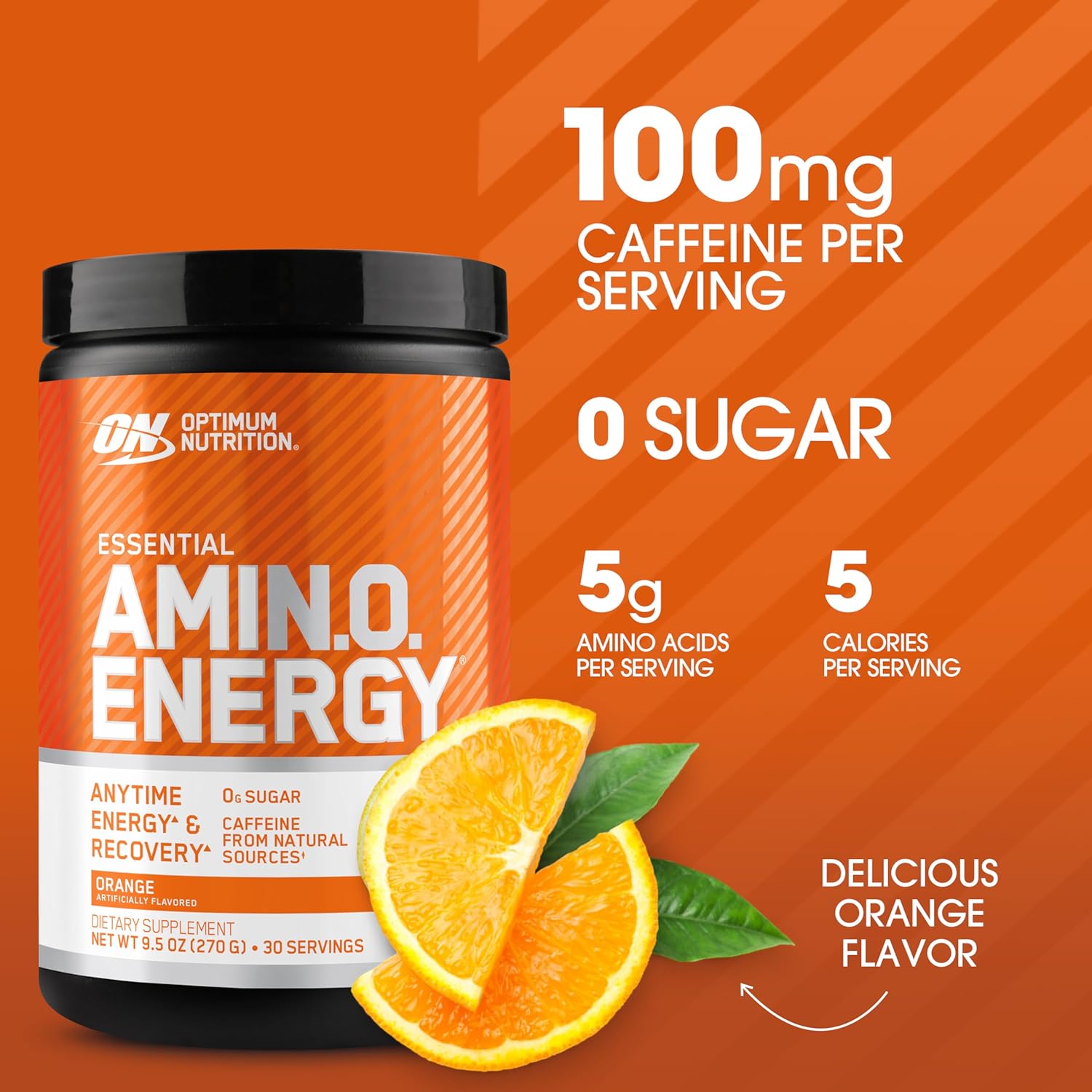 Optimum Nutrition Amino Energy - Pre Workout with Green Tea, BCAA, Amino Acids, Keto Friendly, Green Coffee Extract, Energy Powder - Orange Cooler, 65 Servings (Packaging May Vary)