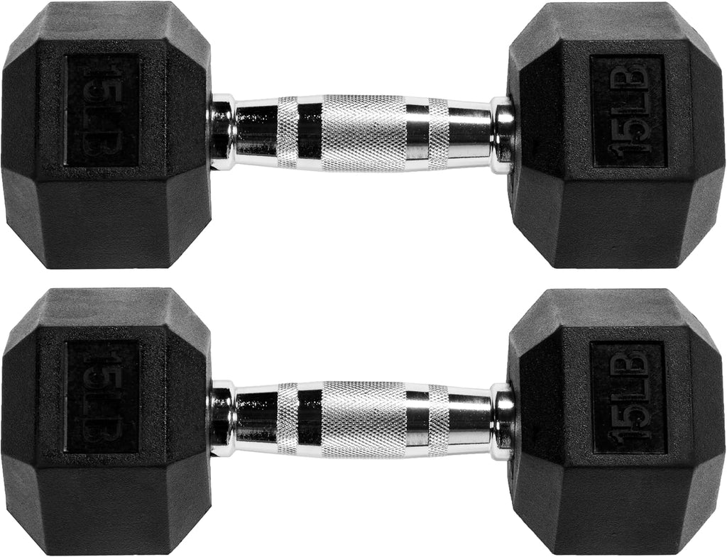 Fitvids Rubber Encased Hex Dumbbell Set with Rack, 5-20LB or 5-25LB Hand Weights with Anti-Slip Grip for Exercise & Fitness, Dumbbell Weights Set for Home Gym, 100LB or 150LB Set Options