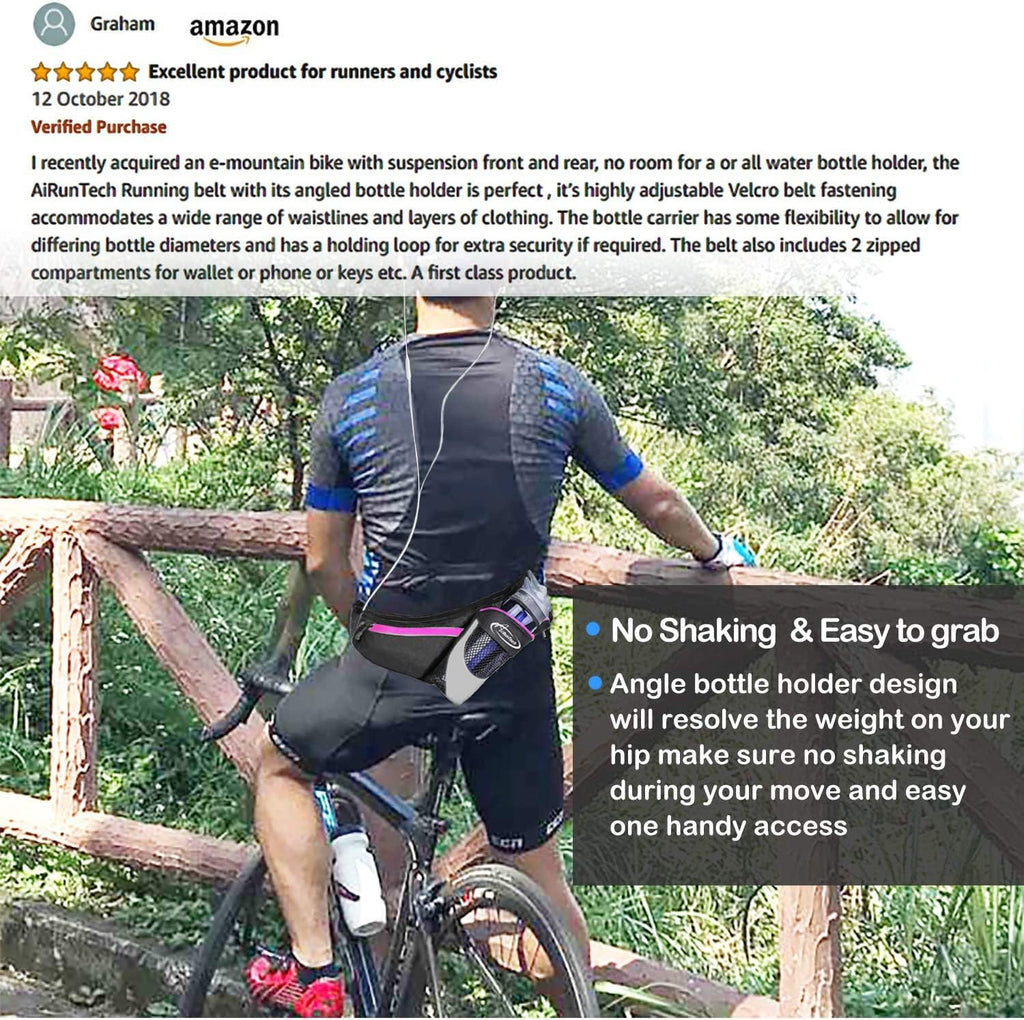 AiRunTech Running Hydration Belt with Water Bottle Holder,Hiking Fanny Pack for Phone and Wallet,Running Bag Runners Essentials Accessories Marathon Triathlon Walking Jogging Gear Gift