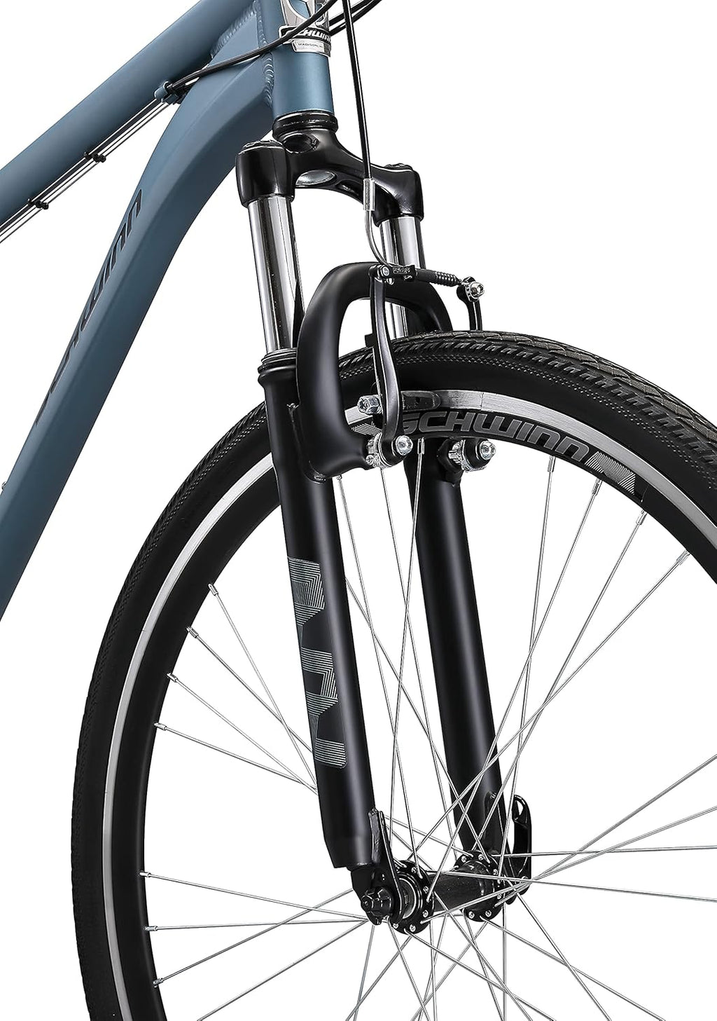 Schwinn Network 1 Hybrid Bike, 700c Mens and Womens Bike, 21-Speed Hybrid Bicycle, Aluminum Frame, Suspension Fork, Alloy Linear Pull Brakes, Adult Bicycle