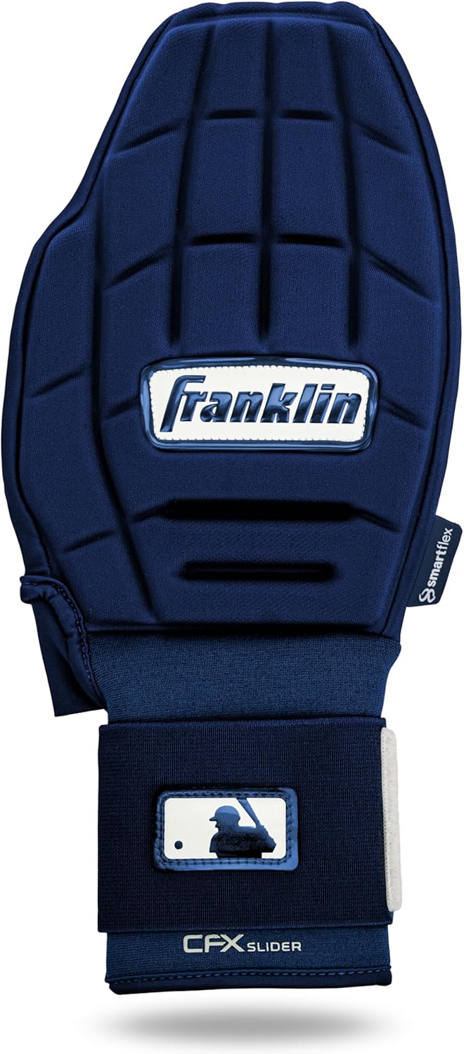 Franklin Sports MLB Baseball + Softball Sliding Mitt - CFX PRT Adult + Youth Protective Baserunning Sliding Gloves - Left + Right Hand Mitt - Hand + Wrist Protector for Running - Kids + Adults Sizes