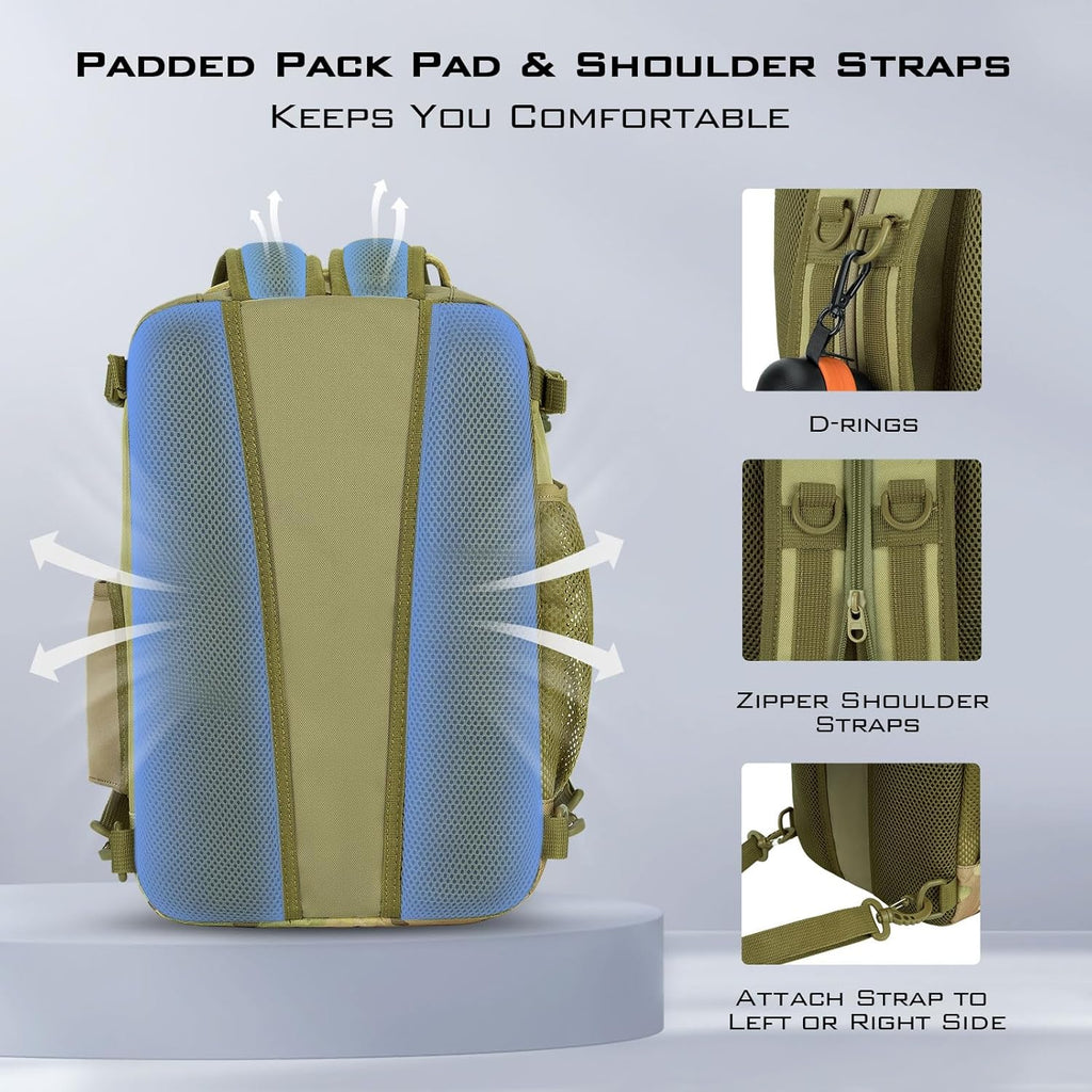 KastKing BlowBak Tactical Sling Tackle Bag-Lightweight Fishing Backpack Storge Fishing Gear and Equipment,Gift for Men