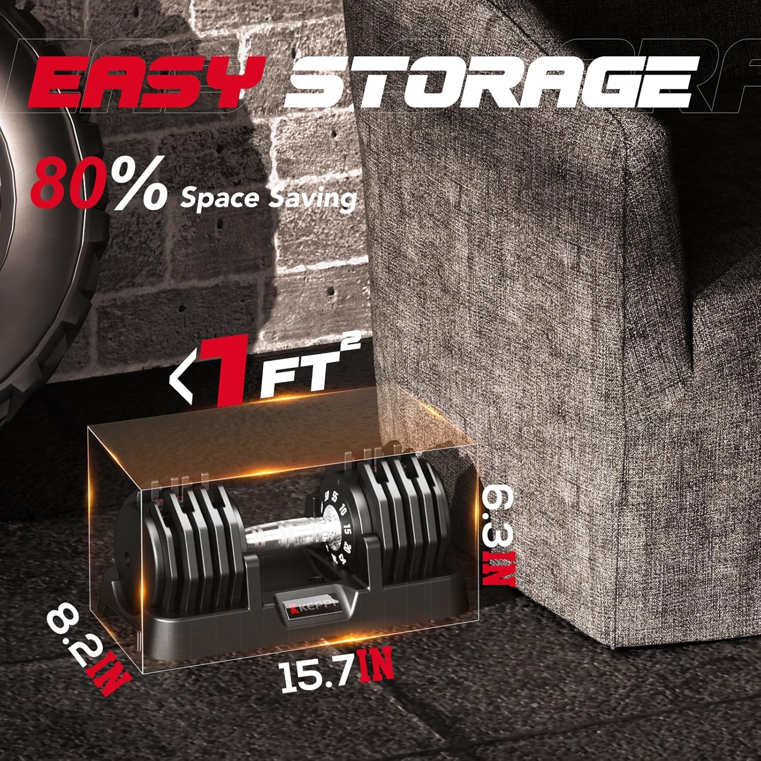 Keppi Adjustable Dumbbells Set-25lb/40lb/55lb/60lb, Anti-Slip Metal Fast Adjust Weight Handle, Exercise & Fitness for Full Body Workout - Adjustable Dumbbell Series