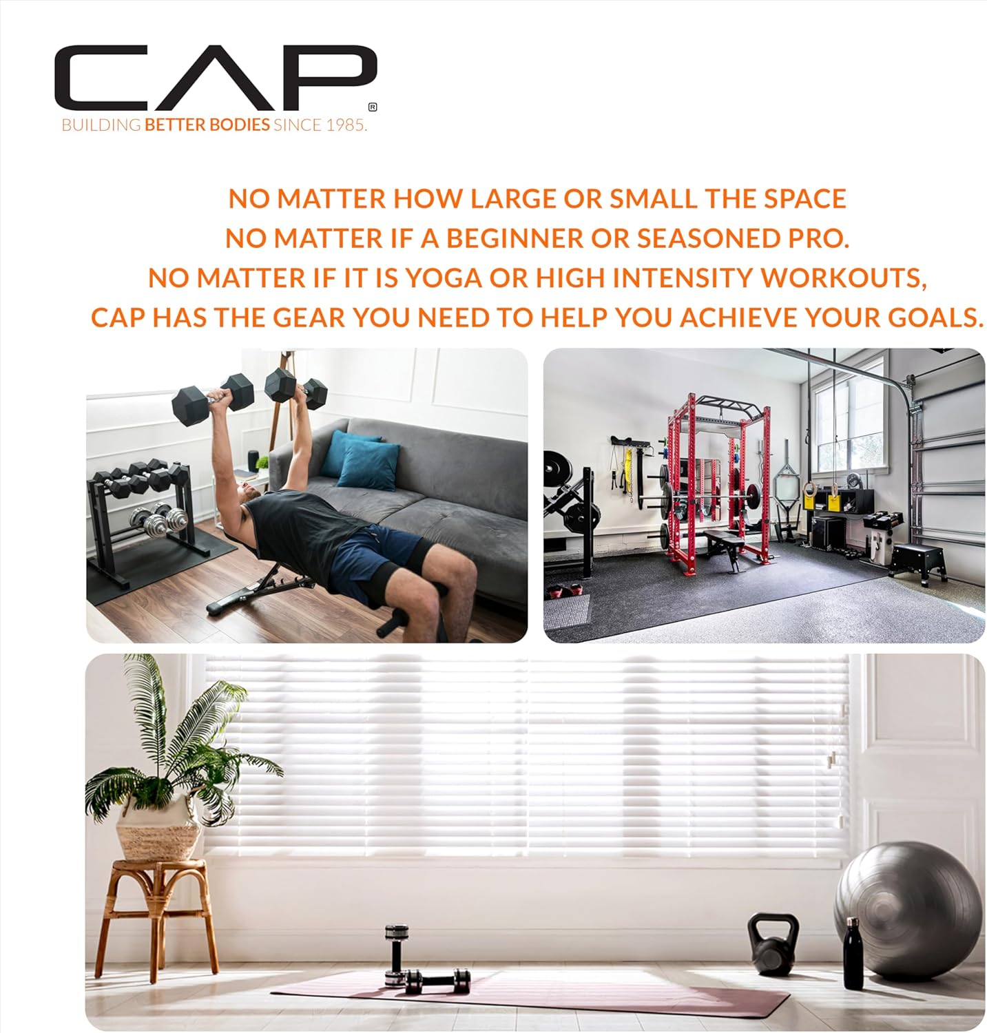 CAP Barbell 1-Inch High Density Exercise Yoga Mat with Strap | Multiple Colors