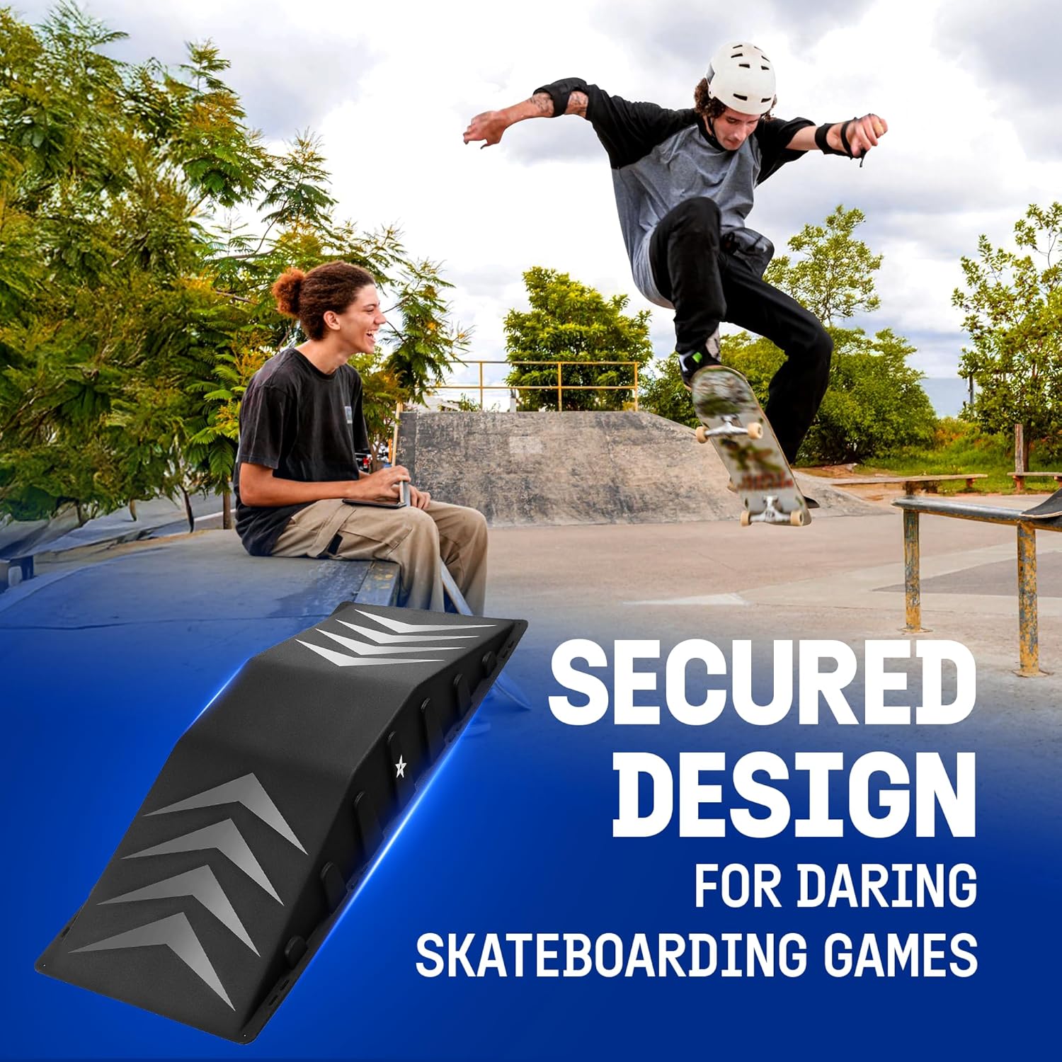Yes4All Single-Piece Skateboard Ramp, Bike Ramp, Skate Ramp - Durable & Designed for Beginners, Capacity 220Lbs - 44" Length