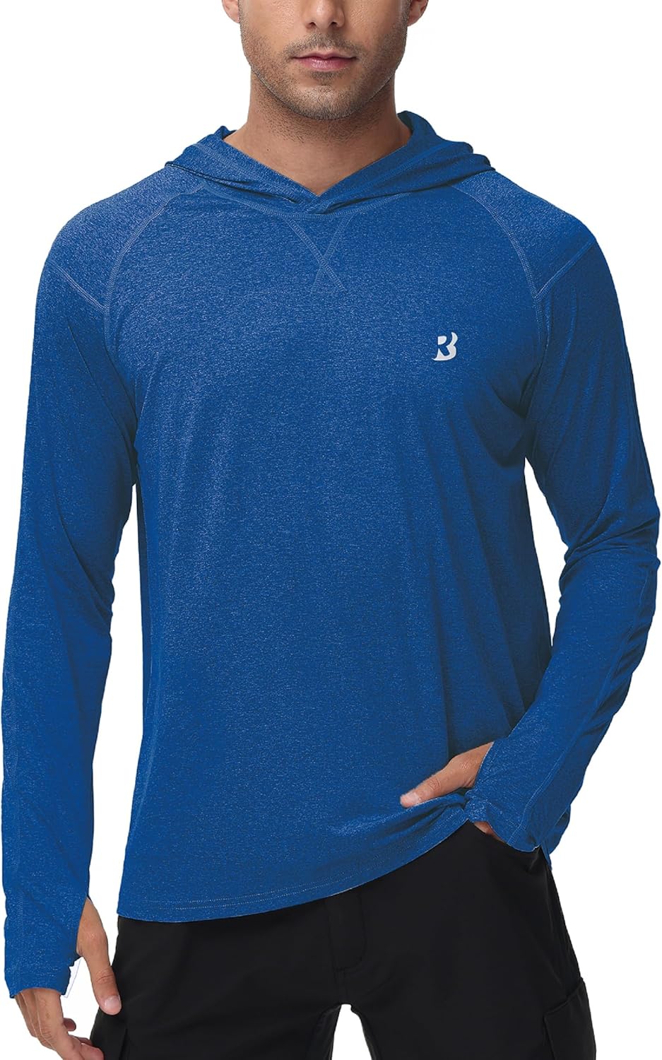 Roadbox Mens UPF 50+ Fishing Shirts, Long Sleeve UV Sun Hoodie, Hiking Running Swim Athletic Workout Shirt