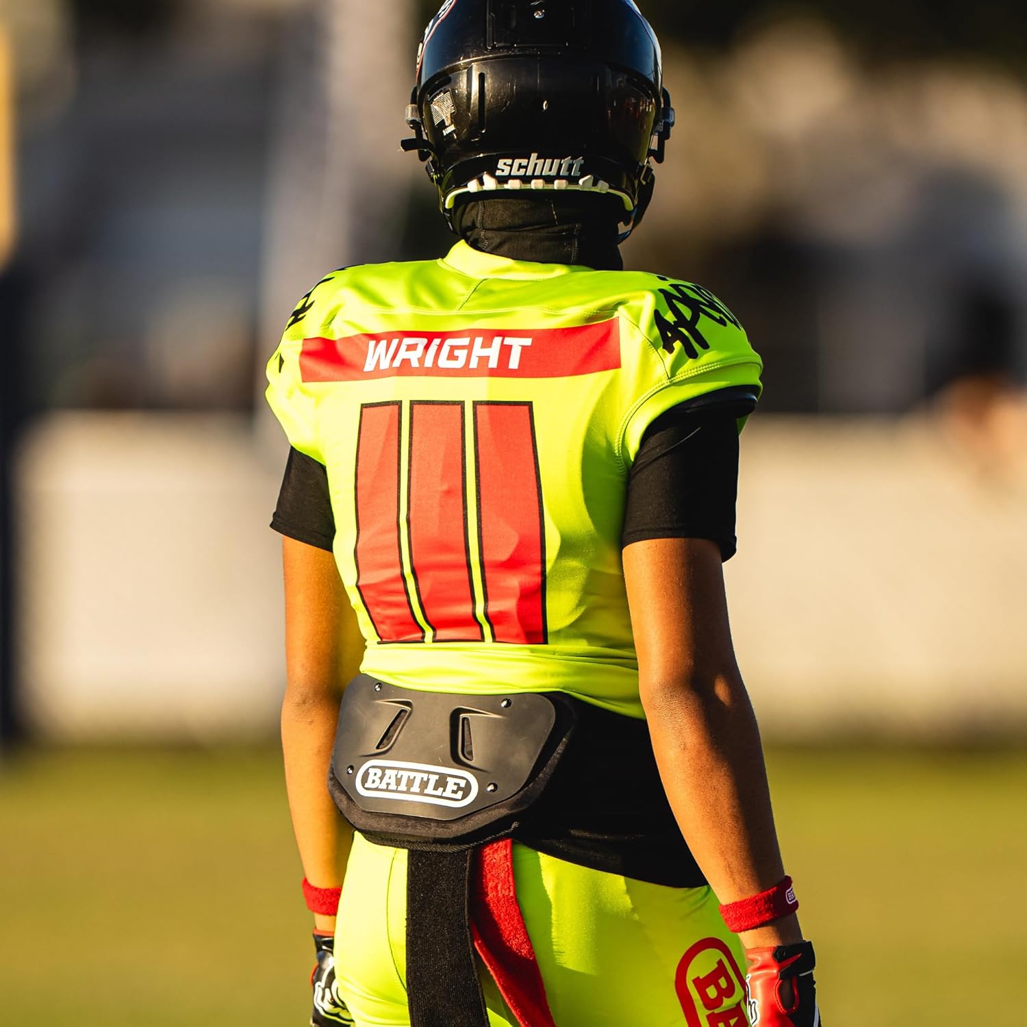 Battle Sports Football Back Plate – Hard Shell Lower Back Protector with Contoured Foam for High-Impact Protection for Youth, Kids and Adults