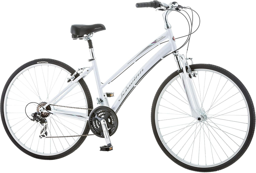 Schwinn Network 1 Hybrid Bike, 700c Mens and Womens Bike, 21-Speed Hybrid Bicycle, Aluminum Frame, Suspension Fork, Alloy Linear Pull Brakes, Adult Bicycle