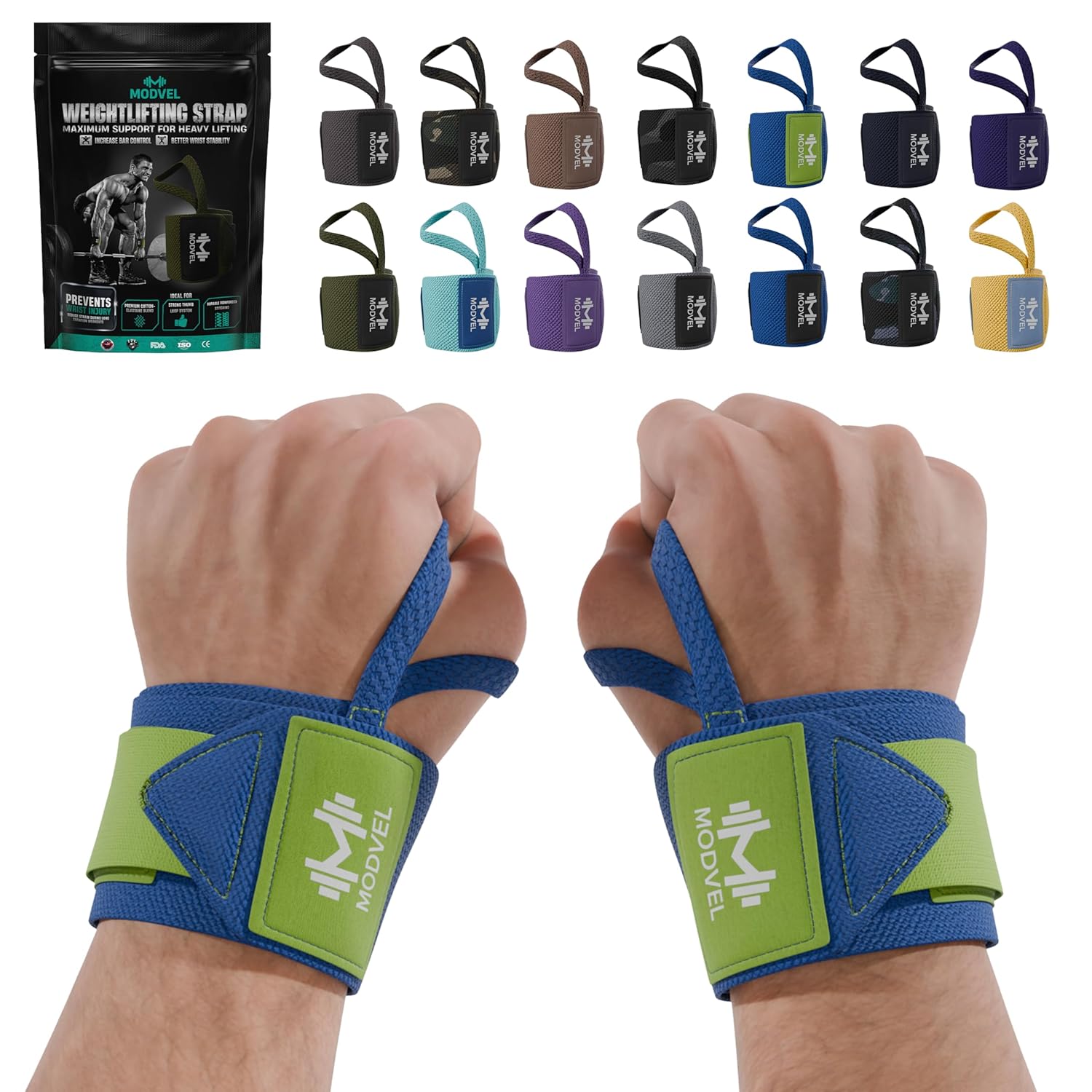 Modvel Adjustable Wrist Wraps for Gym & Lifting – Thick, Breathable Support Straps for Wrist Stability, Comfort & Grip – Ideal for Weight Training, CrossFit & Gym Workouts – Black (2-Pack)