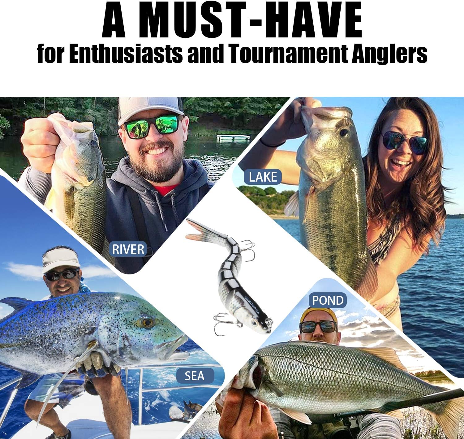 TRUSCEND Easy Catch Swimmax, Magic Noisy Turbulent Wiggling and Vibrating Action for More Bites, Lifelike Fishing Lures for All Species, Swimbait for Relax Family Fishing, Must-Have for Lovely Anglers