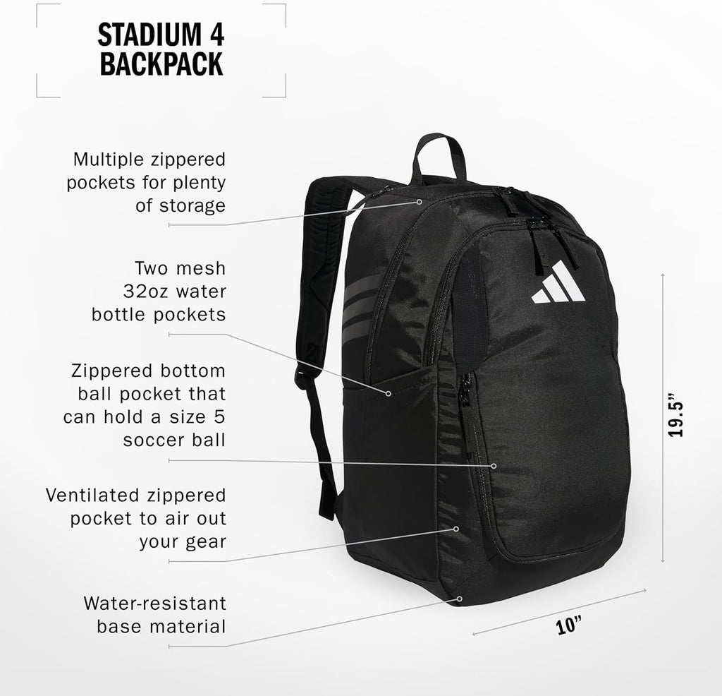 adidas Stadium Team Sports Backpack for Men and Women (36l) Durable Athletic Laptop Bag, Navy Blue/3.0, One Size