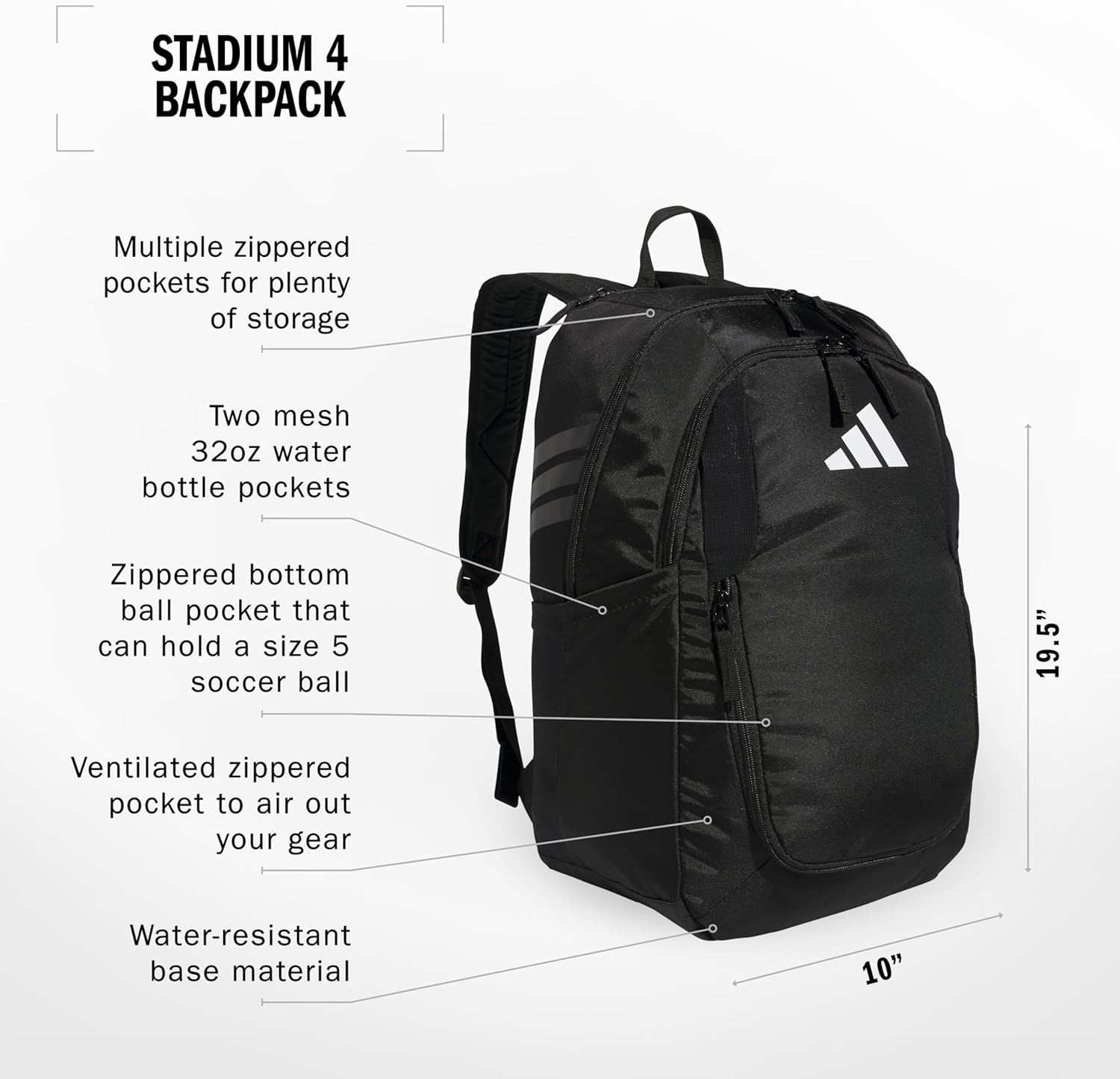 adidas Stadium Team Sports Backpack for Men and Women (36l) Durable Athletic Laptop Bag, Navy Blue/3.0, One Size