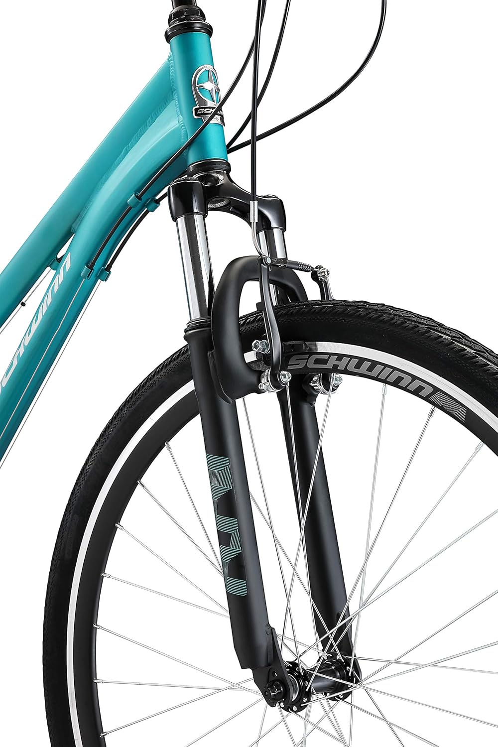 Schwinn Network 1 Hybrid Bike, 700c Mens and Womens Bike, 21-Speed Hybrid Bicycle, Aluminum Frame, Suspension Fork, Alloy Linear Pull Brakes, Adult Bicycle