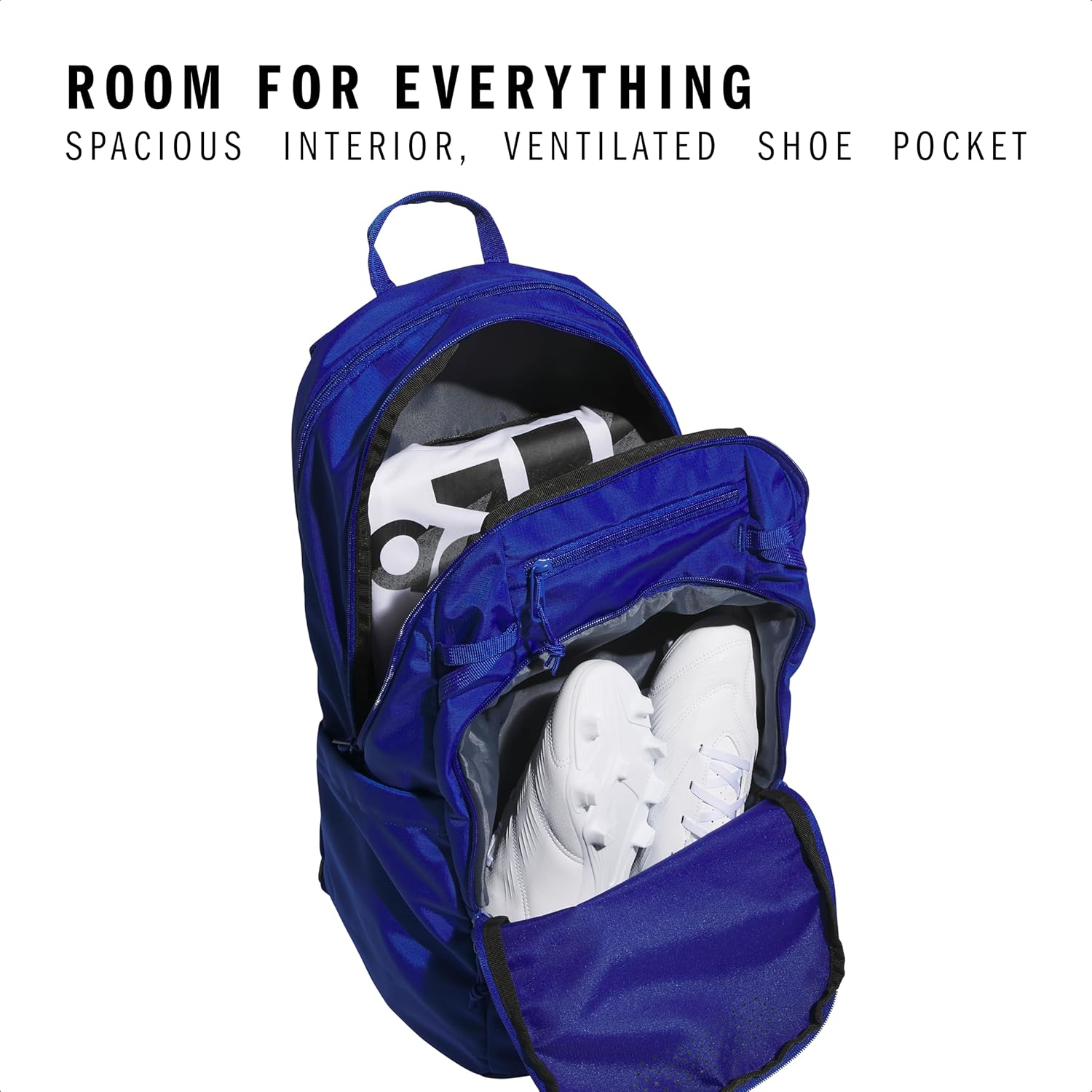 adidas Defender 5 Team Sports Backpack (33L) Durable Large Athletic Gym Laptop Travel Bag, Royal Blue, One Size