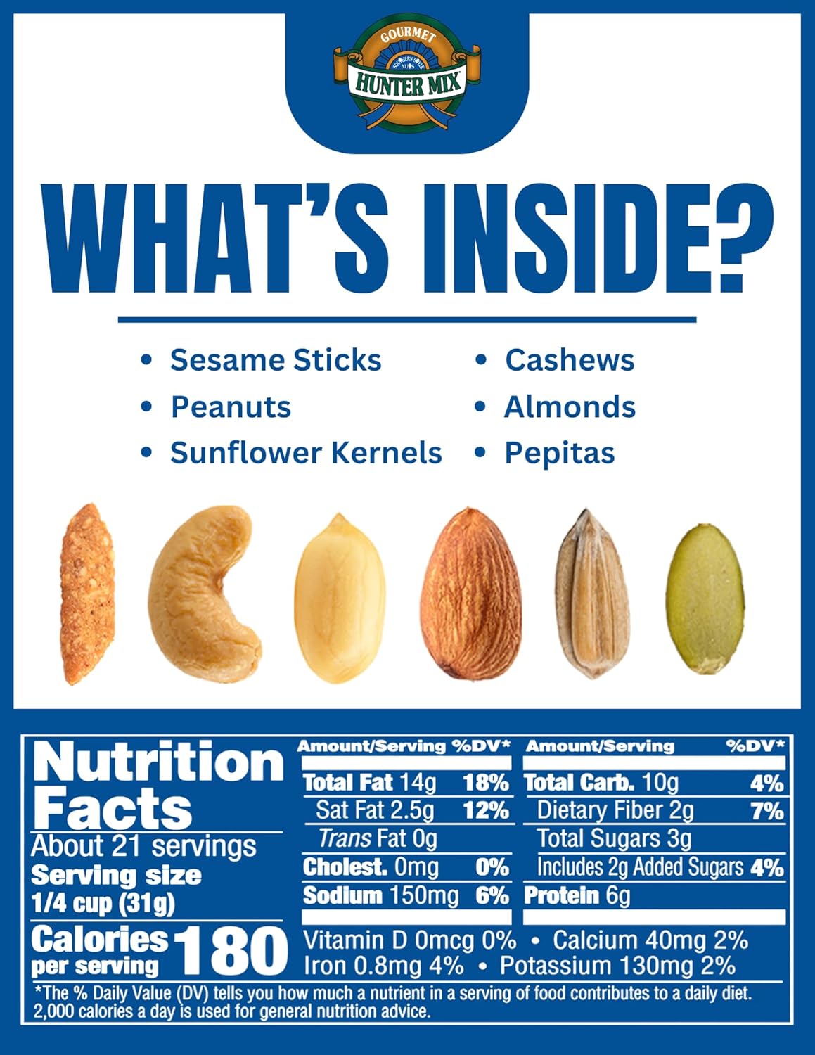 Southern Style Nuts Gourmet Hunter Bulk Trail Mix, 23 oz (Pack of 1), Sesame Sticks, Roasted Peanuts, Sunflower Kernels, Almonds, Cashews & Pepitas, Mixed Nuts, Snacks for Adults & Kids