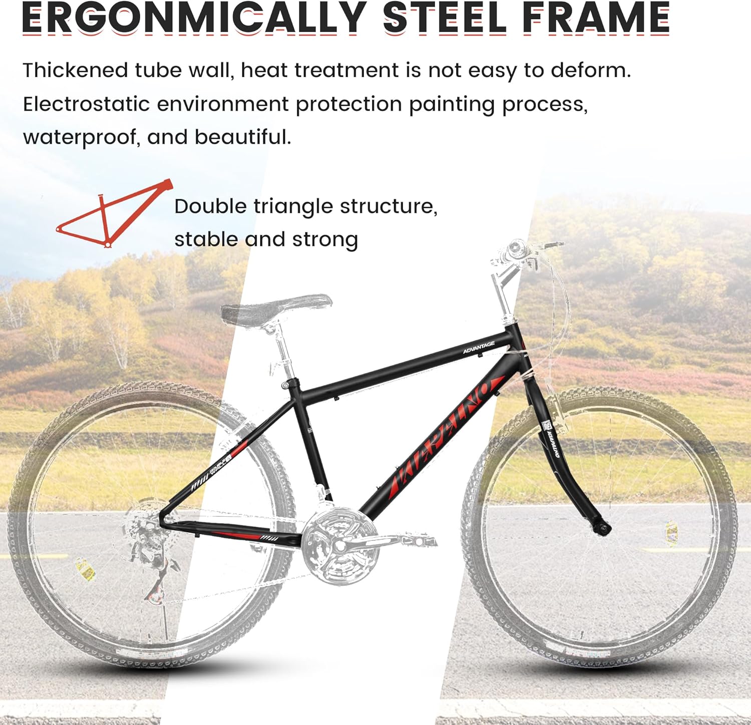 Ecarpat 24/26/27.5 Inch Mountain Bike, Dual/Front Suspension Mens Mountain Bike with 21 Speeds High-Carbon Steel Frame and Disc/V Brakes, Adult Sport Bicycle for Trail Snow Commuter City Road