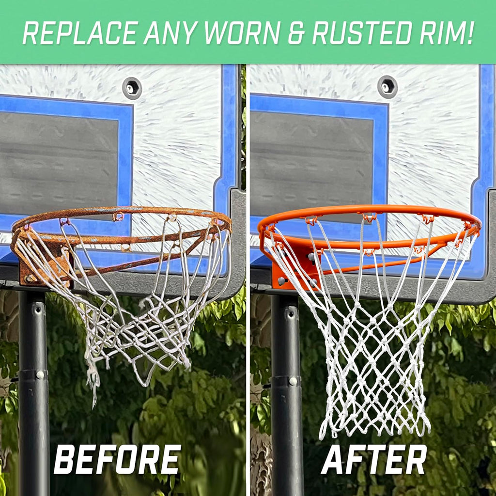 GoSports Regulation 18" Steel Basketball Rim - Choose from Fixed or Breakaway - Use for Replacement or Garage Mount