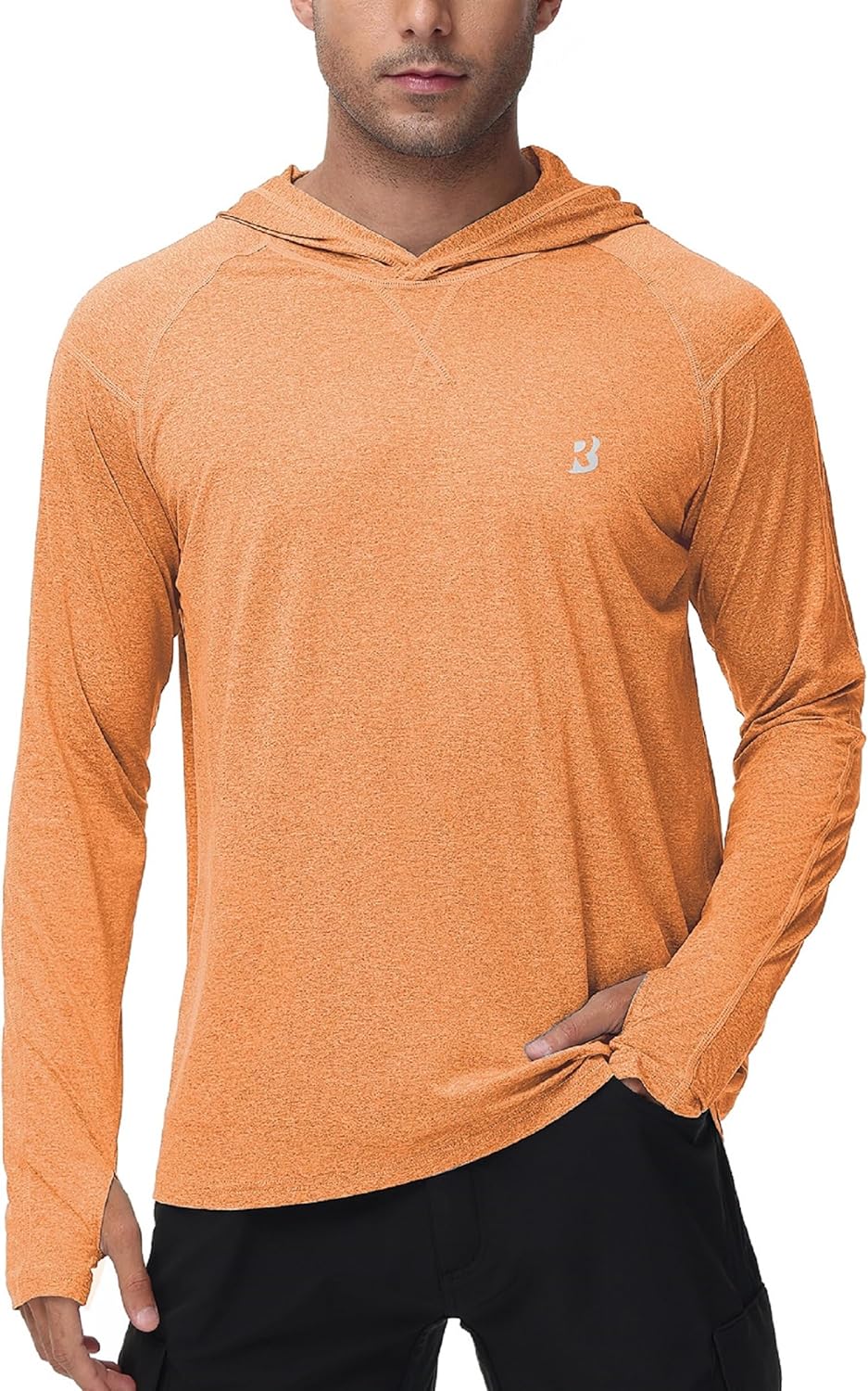 Roadbox Mens UPF 50+ Fishing Shirts, Long Sleeve UV Sun Hoodie, Hiking Running Swim Athletic Workout Shirt