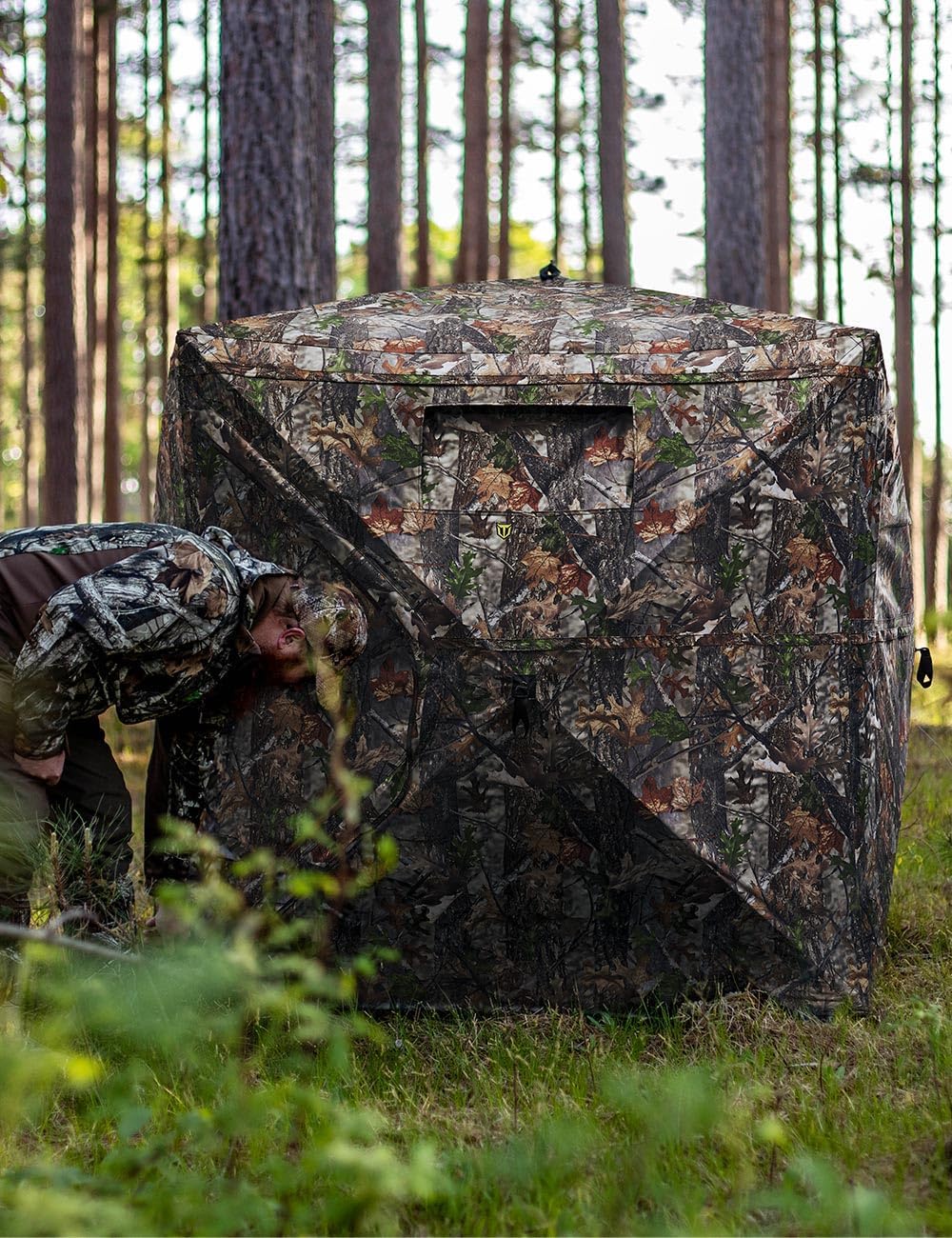 TIDEWE Hunting Blind 270°See Through with Carrying Bag, 1-2& 2-3& 3-4 Person Pop Up Ground Blinds, Portable Resilient Hunting Tent (Camouflage)
