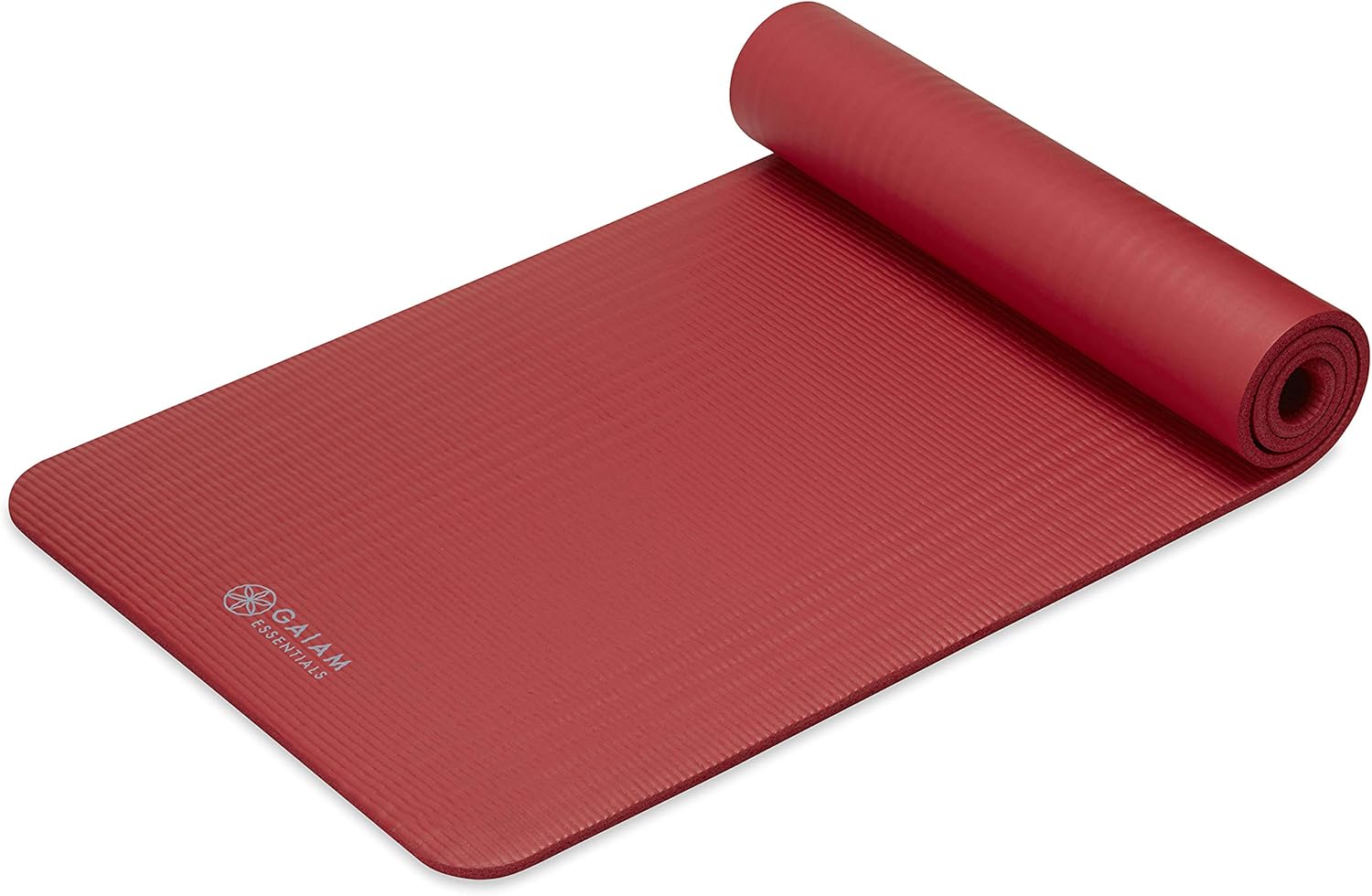 Gaiam Essentials Thick Yoga Mat Fitness & Exercise Mat with Easy-Cinch Yoga Mat Carrier Strap, 72"L x 24"W x 2/5 Inch Thick