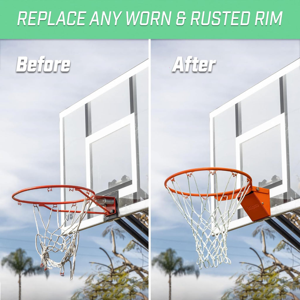 GoSports Regulation 18" Steel Basketball Rim - Choose from Fixed or Breakaway - Use for Replacement or Garage Mount
