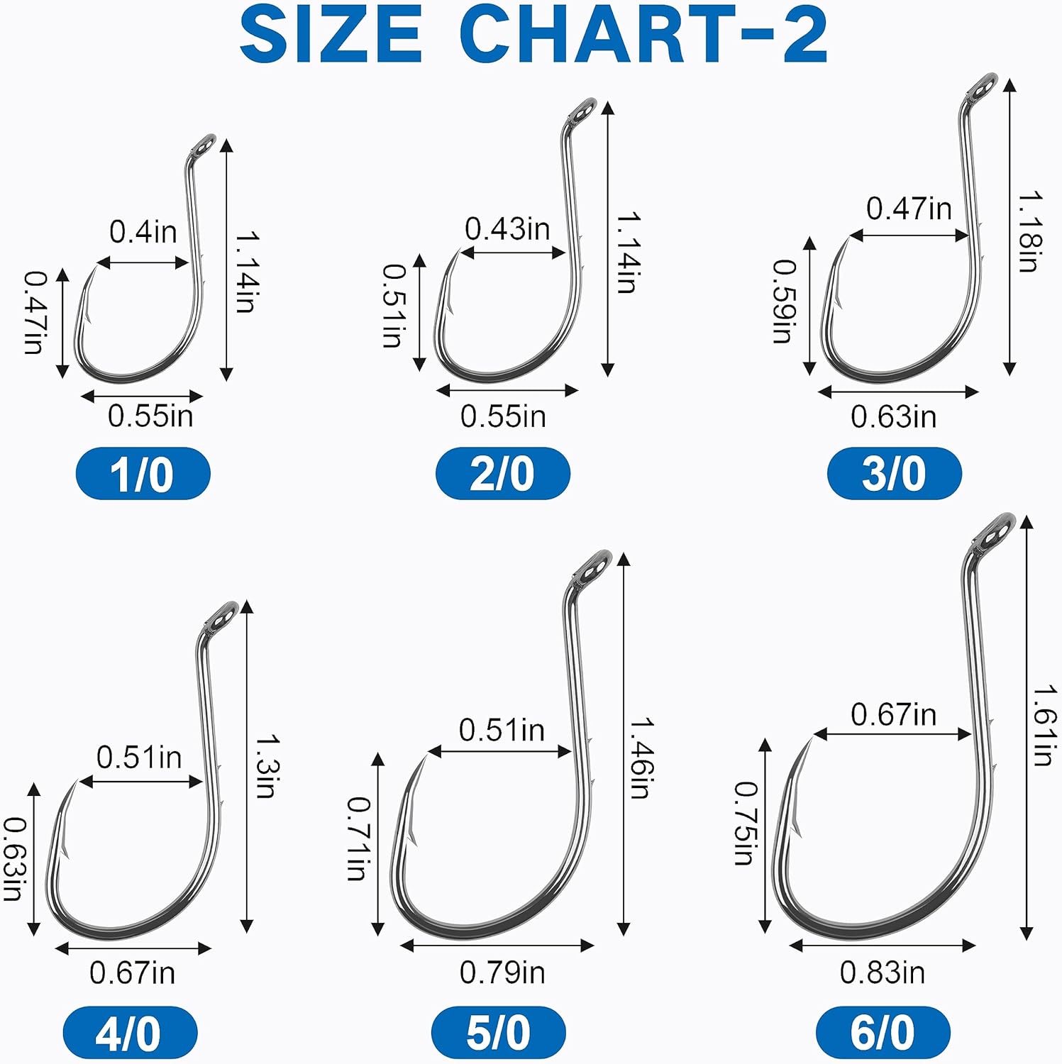 Octopus Fishing Hooks - 120pcs Barbed Baitholder High Carbon Steel Offset Circle Hooks, Extra Sharp Jig Fish Hook for Freshwater Saltwater, Size 8-6/0