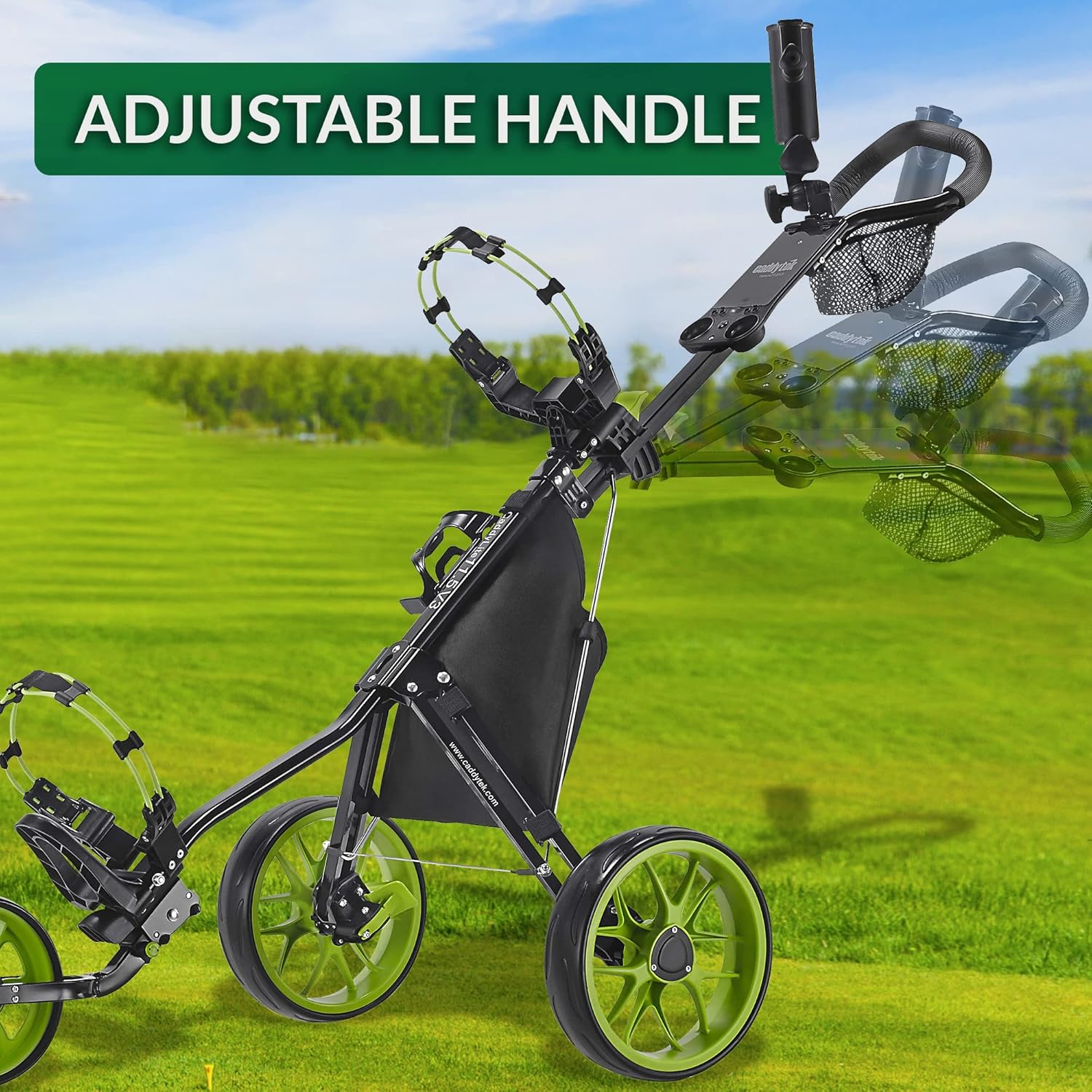 CaddyTek 3 Wheel Golf Push Cart - Lightweight, Close Folding Push Pull Caddy Cart, Easy to Open - CaddyLite 11.5 V3