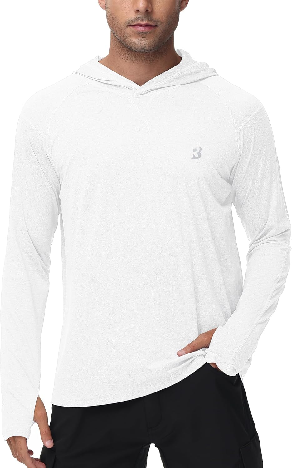 Roadbox Mens UPF 50+ Fishing Shirts, Long Sleeve UV Sun Hoodie, Hiking Running Swim Athletic Workout Shirt