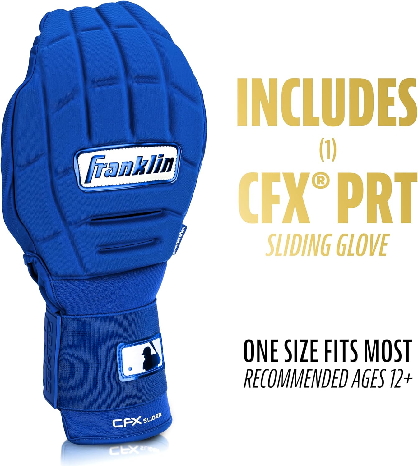 Franklin Sports MLB Baseball + Softball Sliding Mitt - CFX PRT Adult + Youth Protective Baserunning Sliding Gloves - Left + Right Hand Mitt - Hand + Wrist Protector for Running - Kids + Adults Sizes