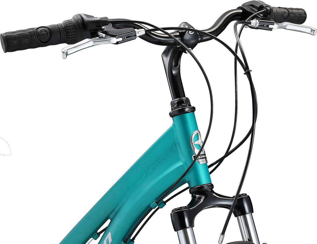 Schwinn Network 1 Hybrid Bike, 700c Mens and Womens Bike, 21-Speed Hybrid Bicycle, Aluminum Frame, Suspension Fork, Alloy Linear Pull Brakes, Adult Bicycle