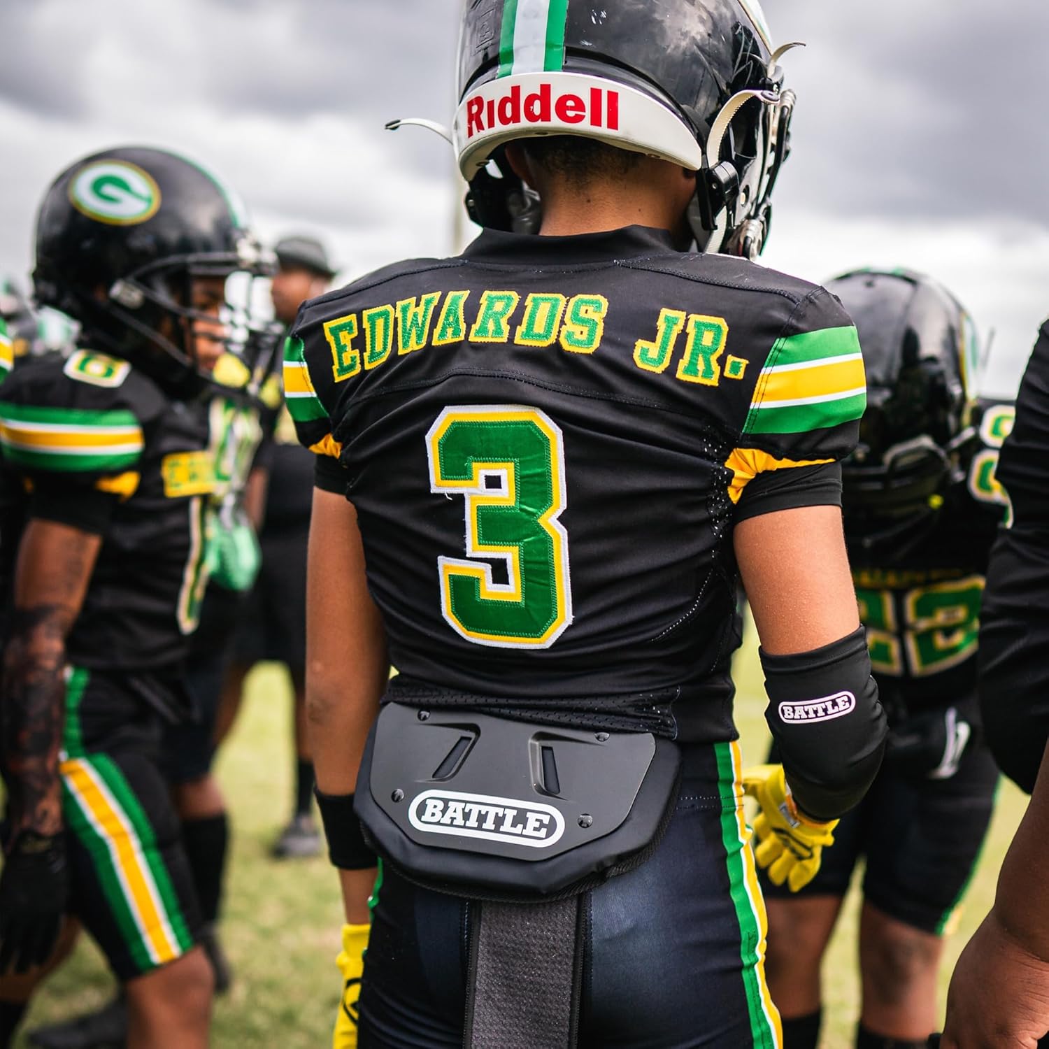 Battle Sports Football Back Plate – Hard Shell Lower Back Protector with Contoured Foam for High-Impact Protection for Youth, Kids and Adults