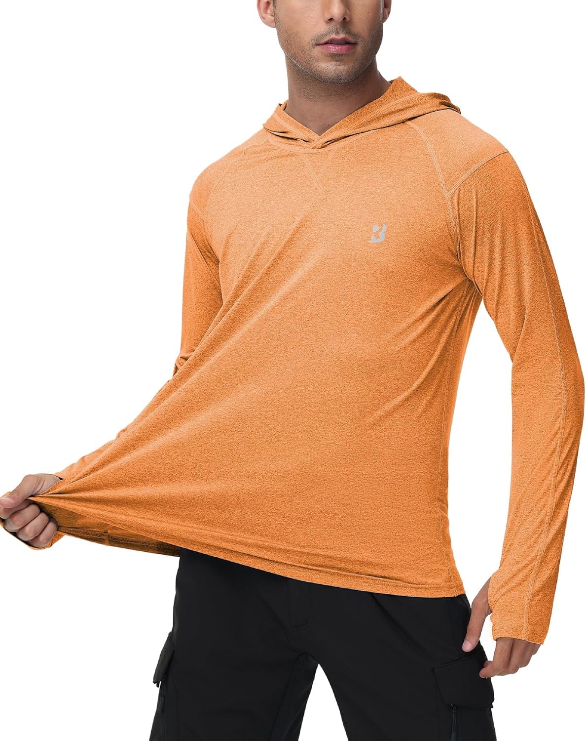 Roadbox Mens UPF 50+ Fishing Shirts, Long Sleeve UV Sun Hoodie, Hiking Running Swim Athletic Workout Shirt