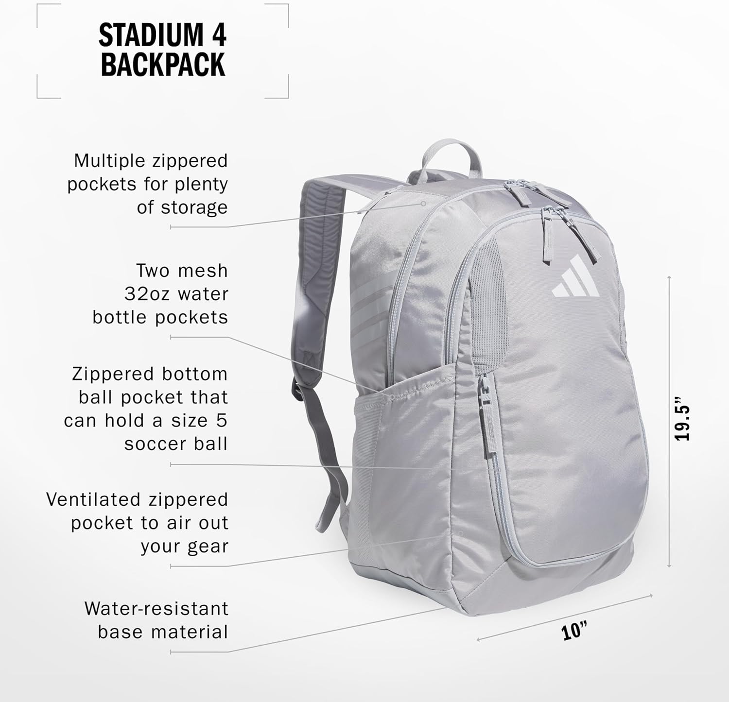 adidas Stadium Team Sports Backpack for Men and Women (36l) Durable Athletic Laptop Bag, Navy Blue/3.0, One Size
