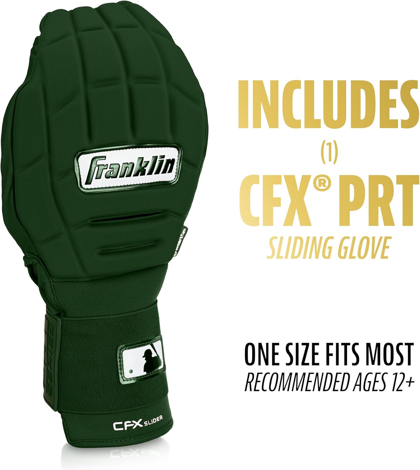 Franklin Sports MLB Baseball + Softball Sliding Mitt - CFX PRT Adult + Youth Protective Baserunning Sliding Gloves - Left + Right Hand Mitt - Hand + Wrist Protector for Running - Kids + Adults Sizes