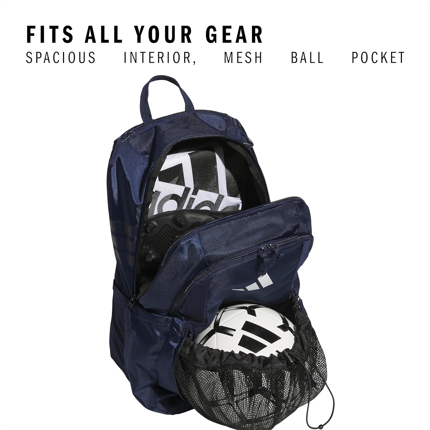 adidas Stadium Team Sports Backpack for Men and Women (36l) Durable Athletic Laptop Bag, Navy Blue/3.0, One Size
