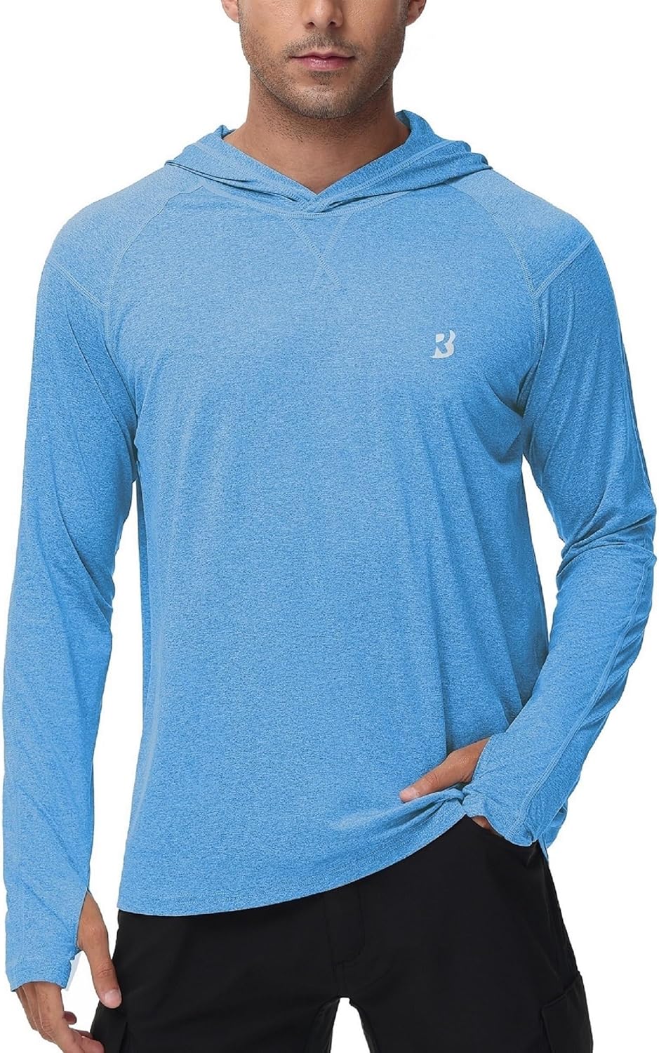 Roadbox Mens UPF 50+ Fishing Shirts, Long Sleeve UV Sun Hoodie, Hiking Running Swim Athletic Workout Shirt