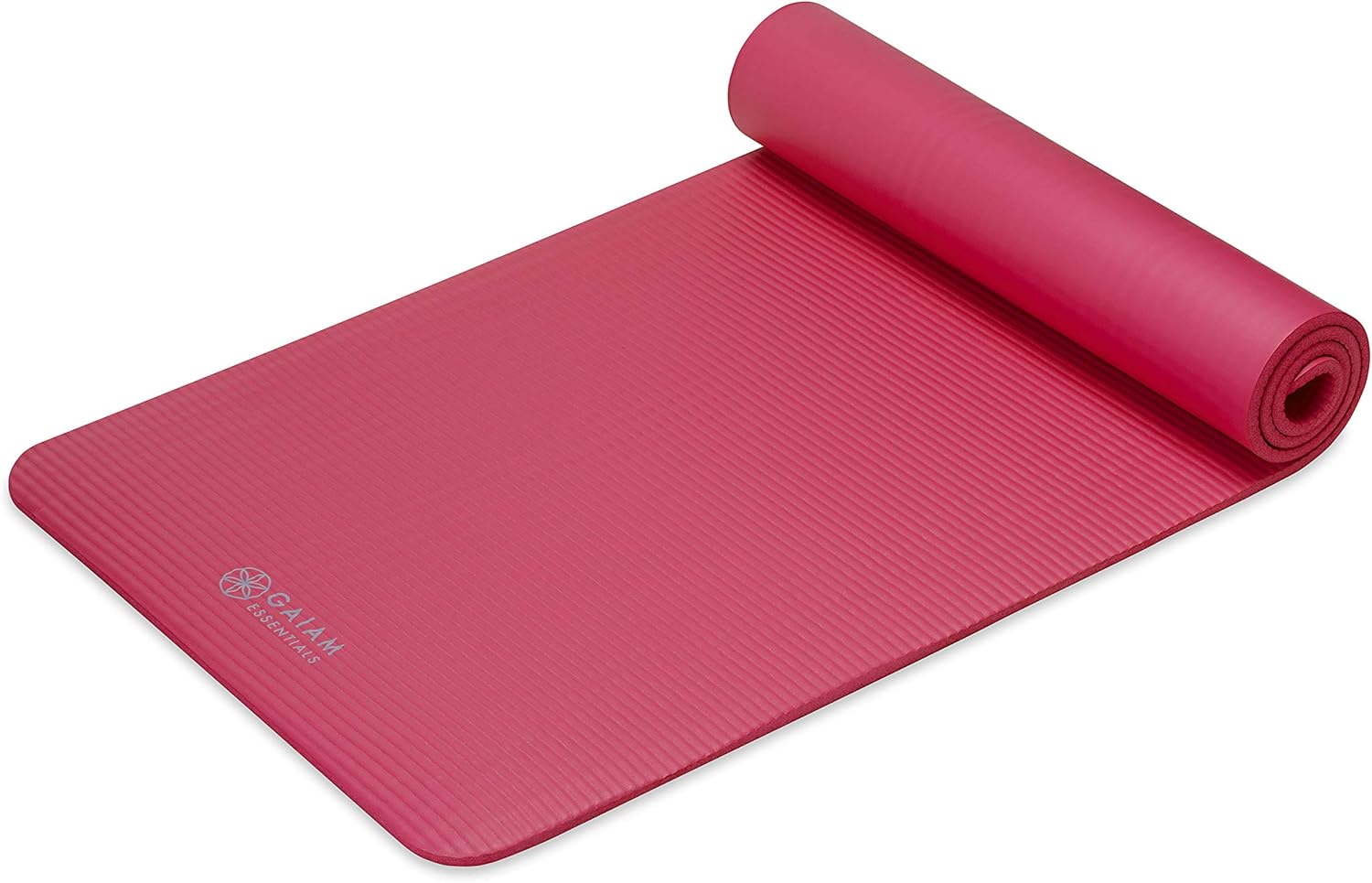 Gaiam Essentials Thick Yoga Mat Fitness & Exercise Mat with Easy-Cinch Yoga Mat Carrier Strap, 72"L x 24"W x 2/5 Inch Thick
