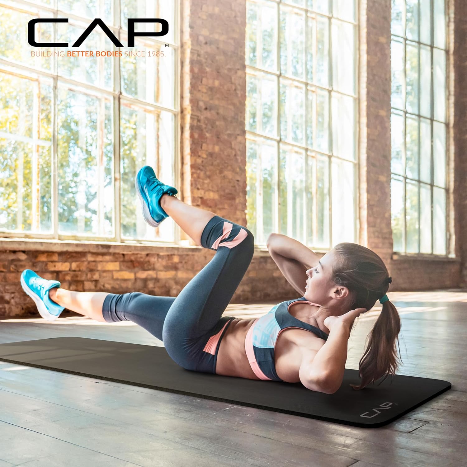 CAP Barbell 1-Inch High Density Exercise Yoga Mat with Strap | Multiple Colors