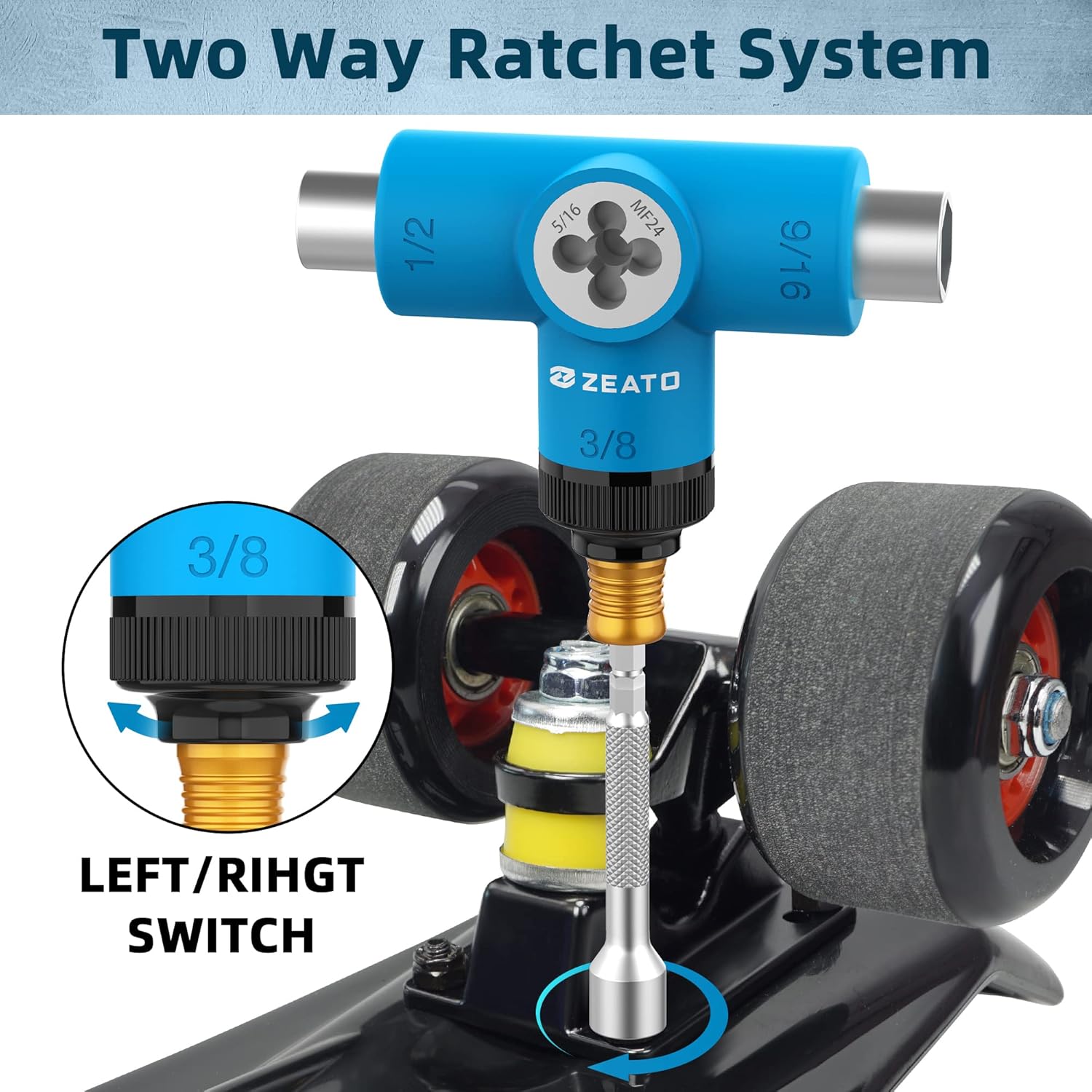 All-in-One Skate Tools Multi-Function Portable Skateboard T Tool Accessory with T-Type Allen Key and L-Type Phillips Head Wrench Screwdriver