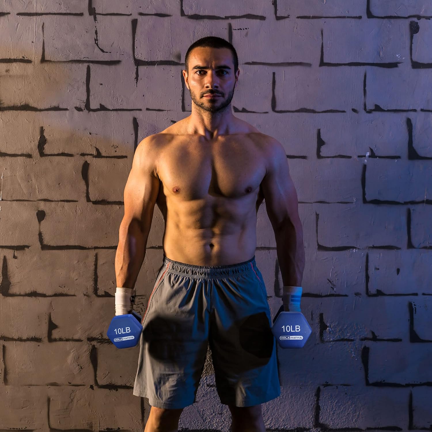 HolaHatha Neoprene Dumbbell Free Hand Weight Set with Rack, Ideal for Home Exercises to Gain Tone and Definition