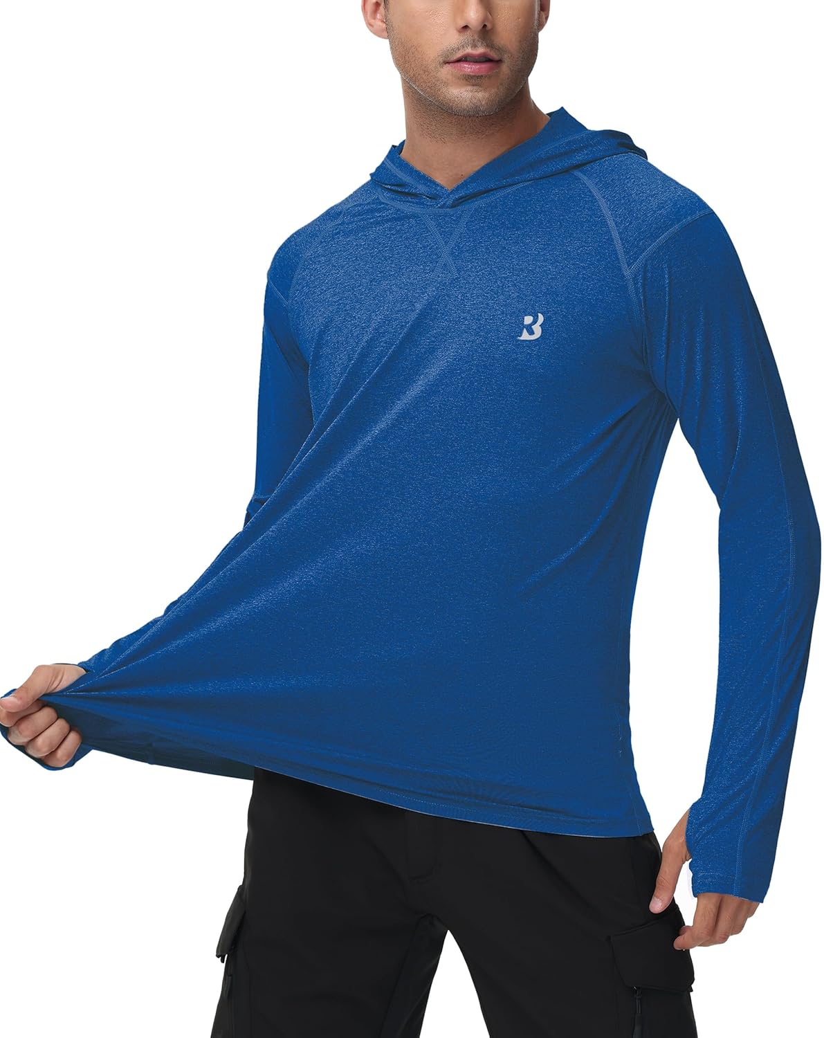 Roadbox Mens UPF 50+ Fishing Shirts, Long Sleeve UV Sun Hoodie, Hiking Running Swim Athletic Workout Shirt