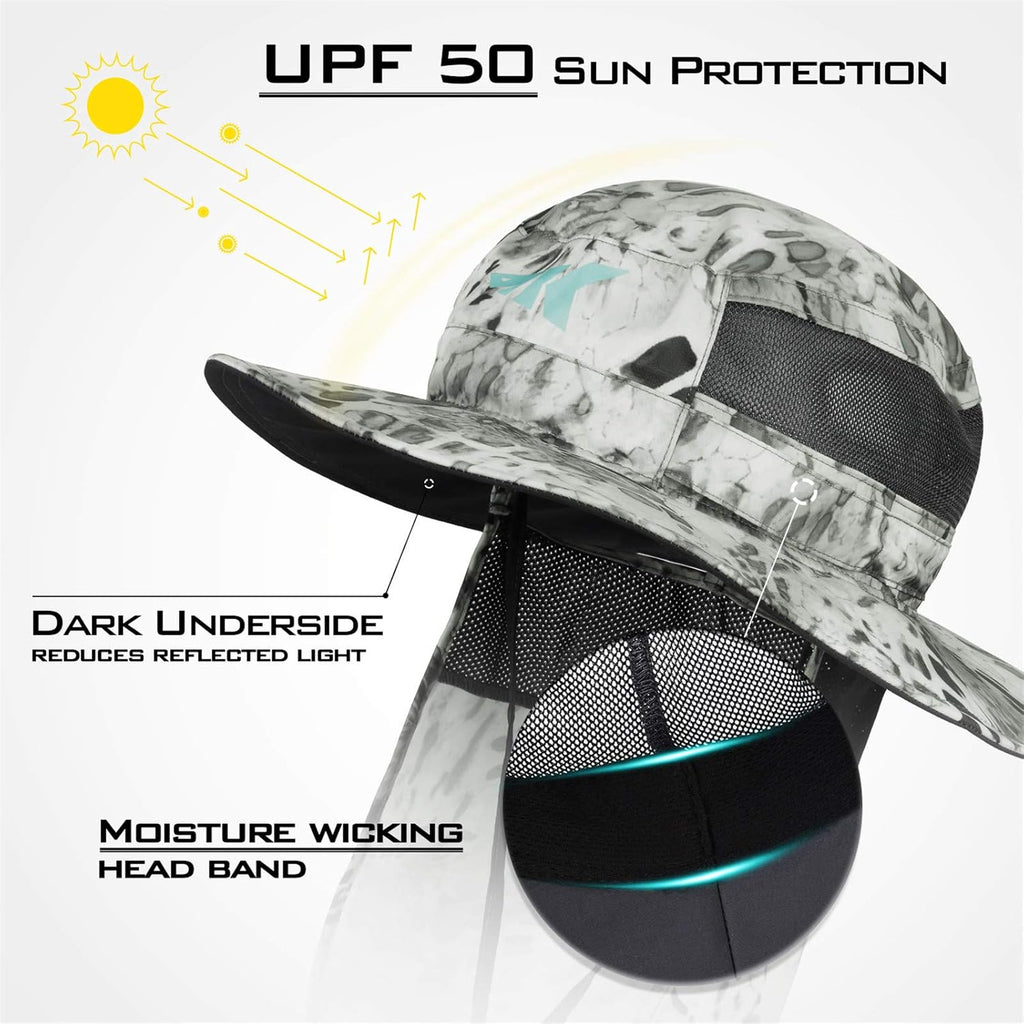 KastKing UPF 50 Boonie Hat Fishing Hat with Removable Neck Flap Sun Hats for Men