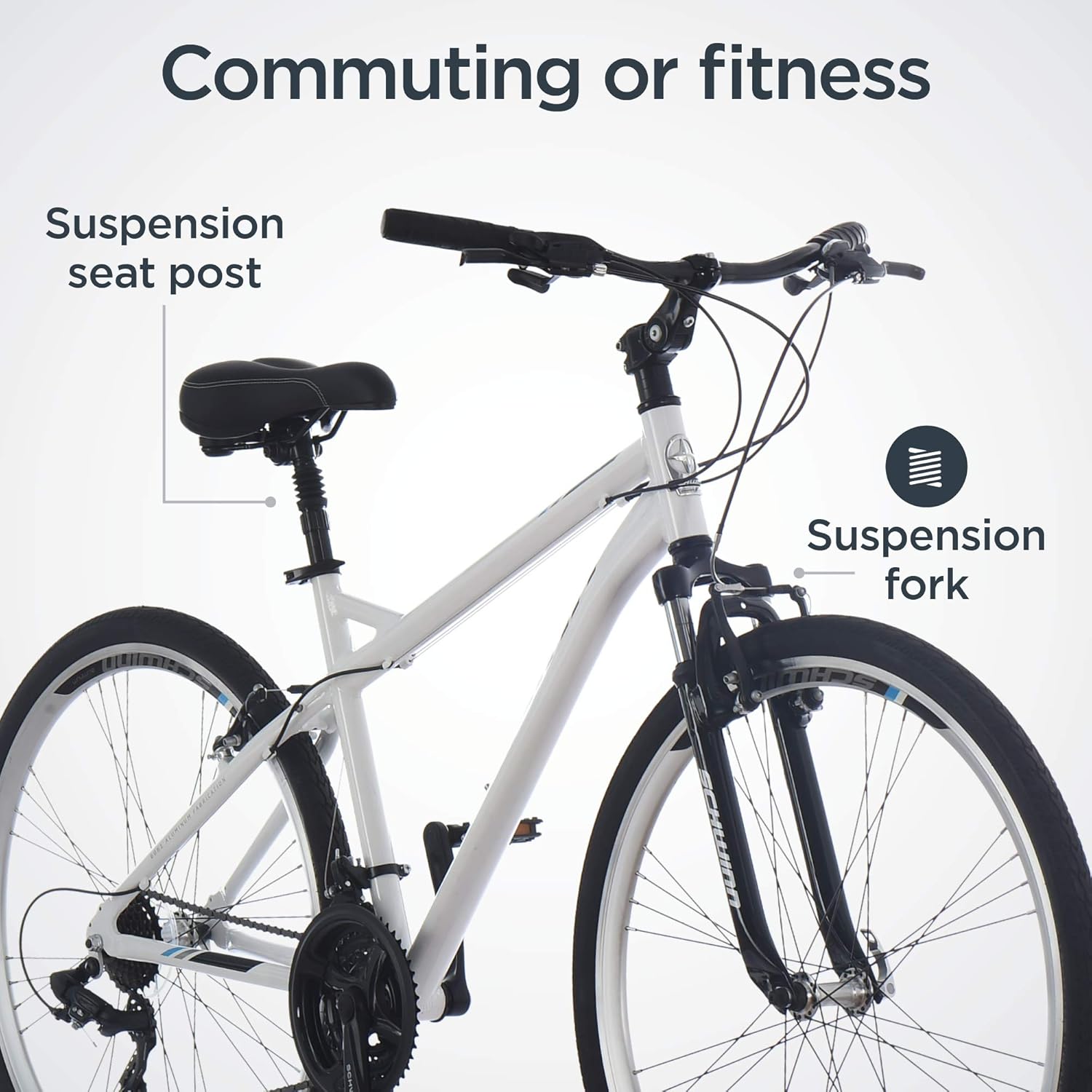 Schwinn Network 1 Hybrid Bike, 700c Mens and Womens Bike, 21-Speed Hybrid Bicycle, Aluminum Frame, Suspension Fork, Alloy Linear Pull Brakes, Adult Bicycle