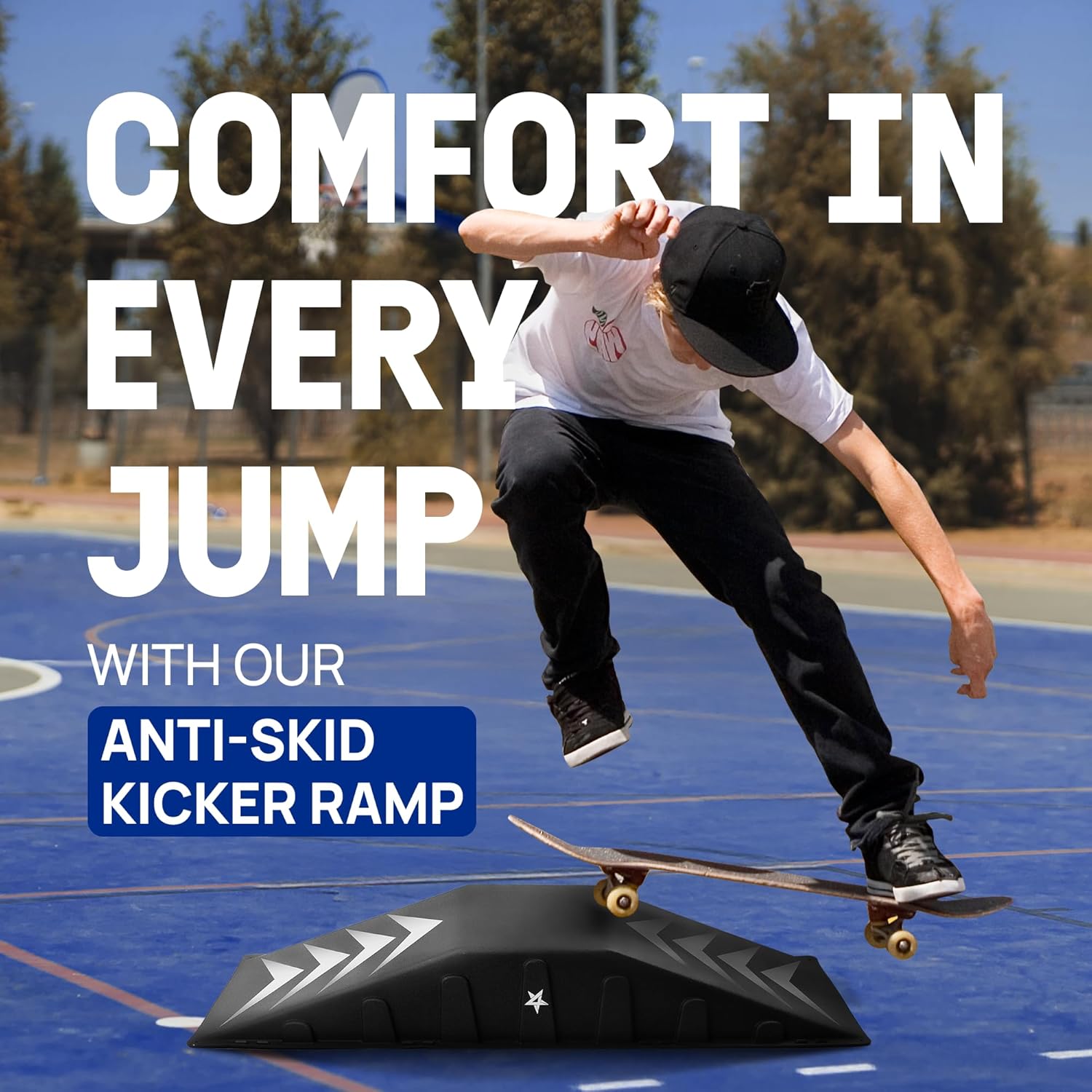 Yes4All Single-Piece Skateboard Ramp, Bike Ramp, Skate Ramp - Durable & Designed for Beginners, Capacity 220Lbs - 44" Length