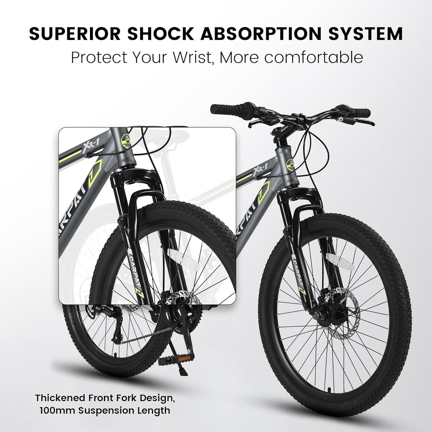 Ecarpat 24/26/27.5 Inch Mountain Bike, Dual/Front Suspension Mens Mountain Bike with 21 Speeds High-Carbon Steel Frame and Disc/V Brakes, Adult Sport Bicycle for Trail Snow Commuter City Road