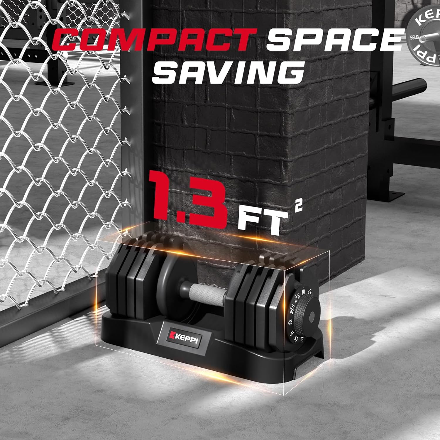 Keppi Adjustable Dumbbells Set-25lb/40lb/55lb/60lb, Anti-Slip Metal Fast Adjust Weight Handle, Exercise & Fitness for Full Body Workout - Adjustable Dumbbell Series