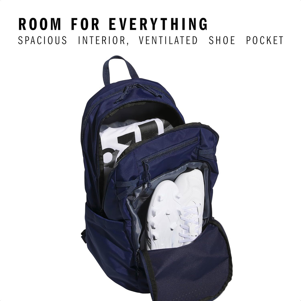 adidas Defender 5 Team Sports Backpack (33L) Durable Large Athletic Gym Laptop Travel Bag, Royal Blue, One Size