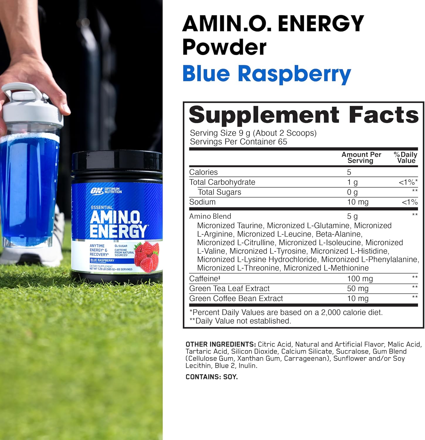 Optimum Nutrition Amino Energy - Pre Workout with Green Tea, BCAA, Amino Acids, Keto Friendly, Green Coffee Extract, Energy Powder - Orange Cooler, 65 Servings (Packaging May Vary)