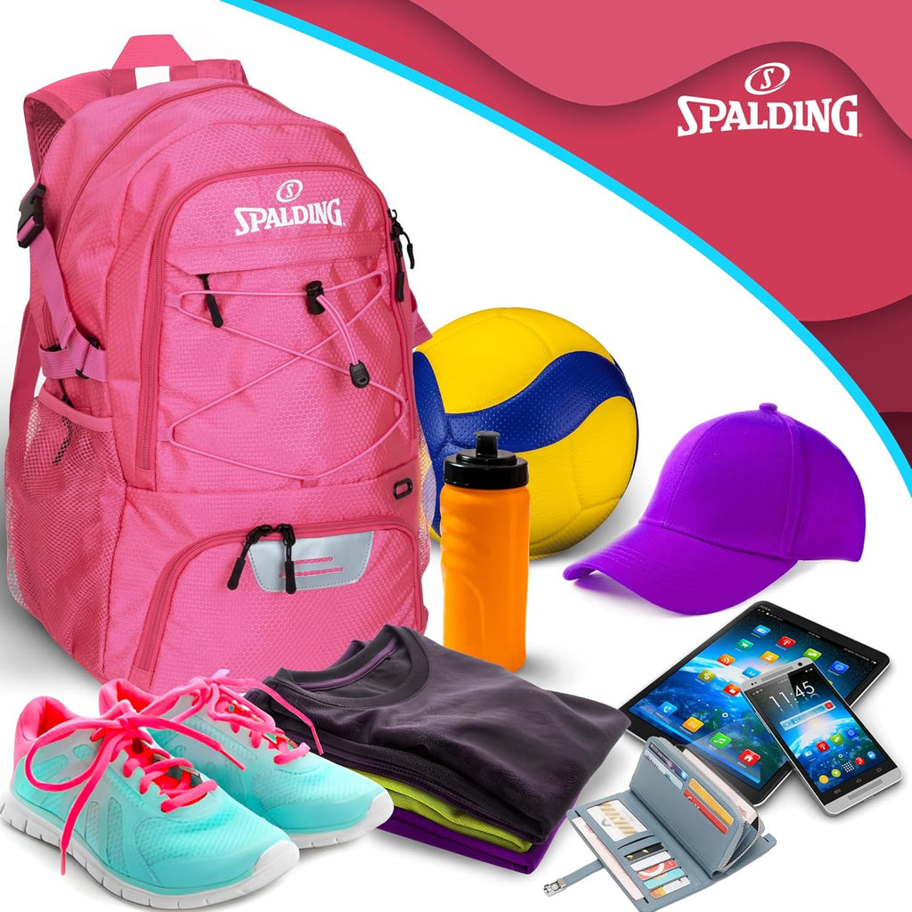 Spalding Basketball Backpack - Black Sports Bag with Ball & Shoe Compartment, Basketball Accessories Bag