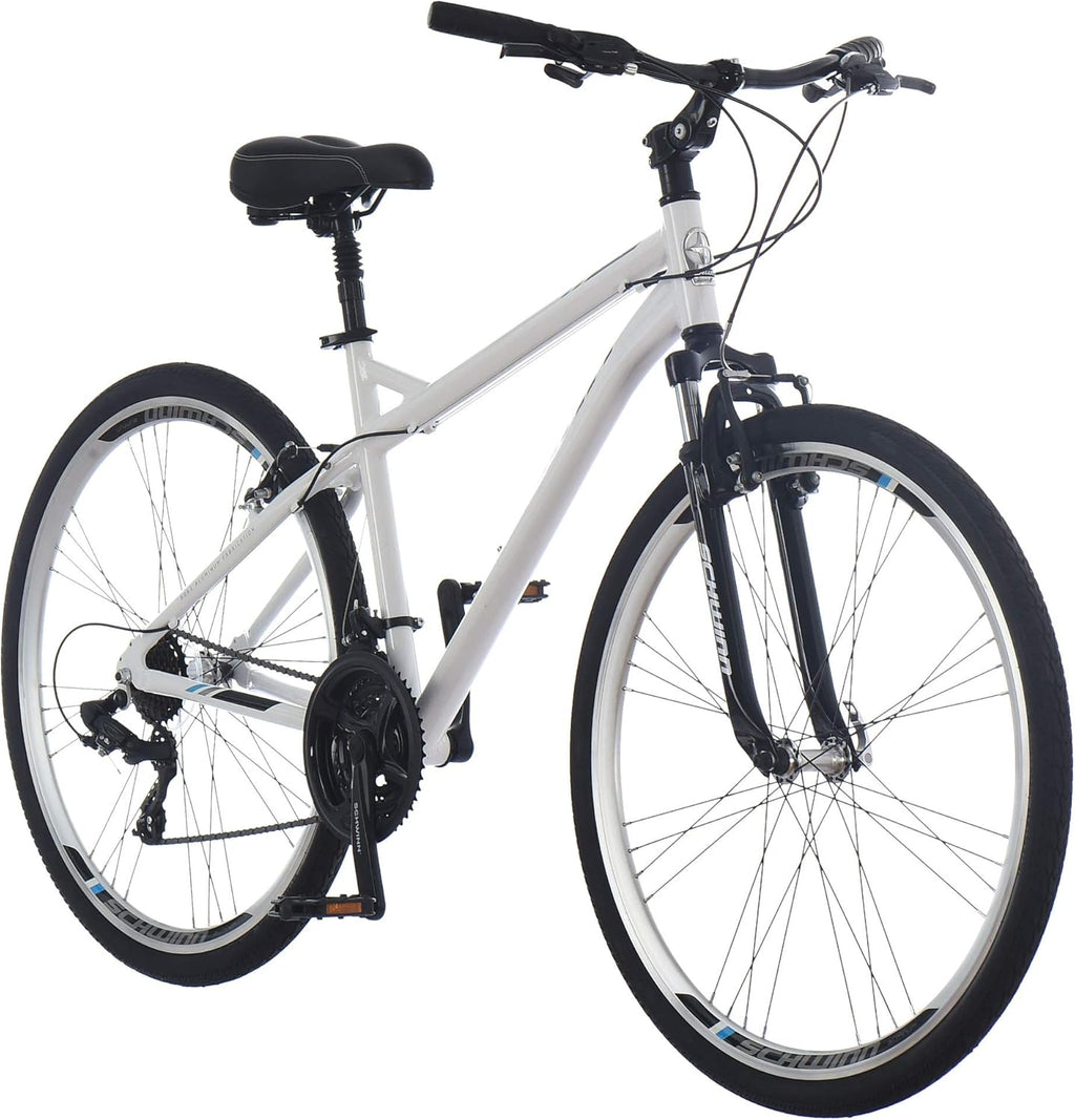 Schwinn Network 1 Hybrid Bike, 700c Mens and Womens Bike, 21-Speed Hybrid Bicycle, Aluminum Frame, Suspension Fork, Alloy Linear Pull Brakes, Adult Bicycle